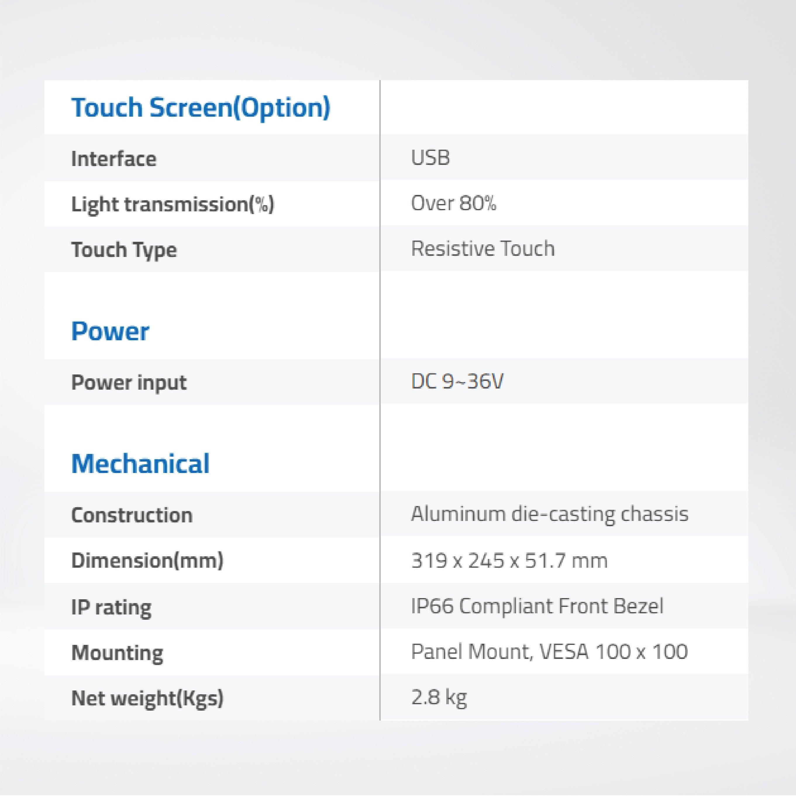 ARCHMI-912ARH 6th Gen. Intel Core i3/i5, Fanless Industrial Compact Size Panel PC - Riverplus