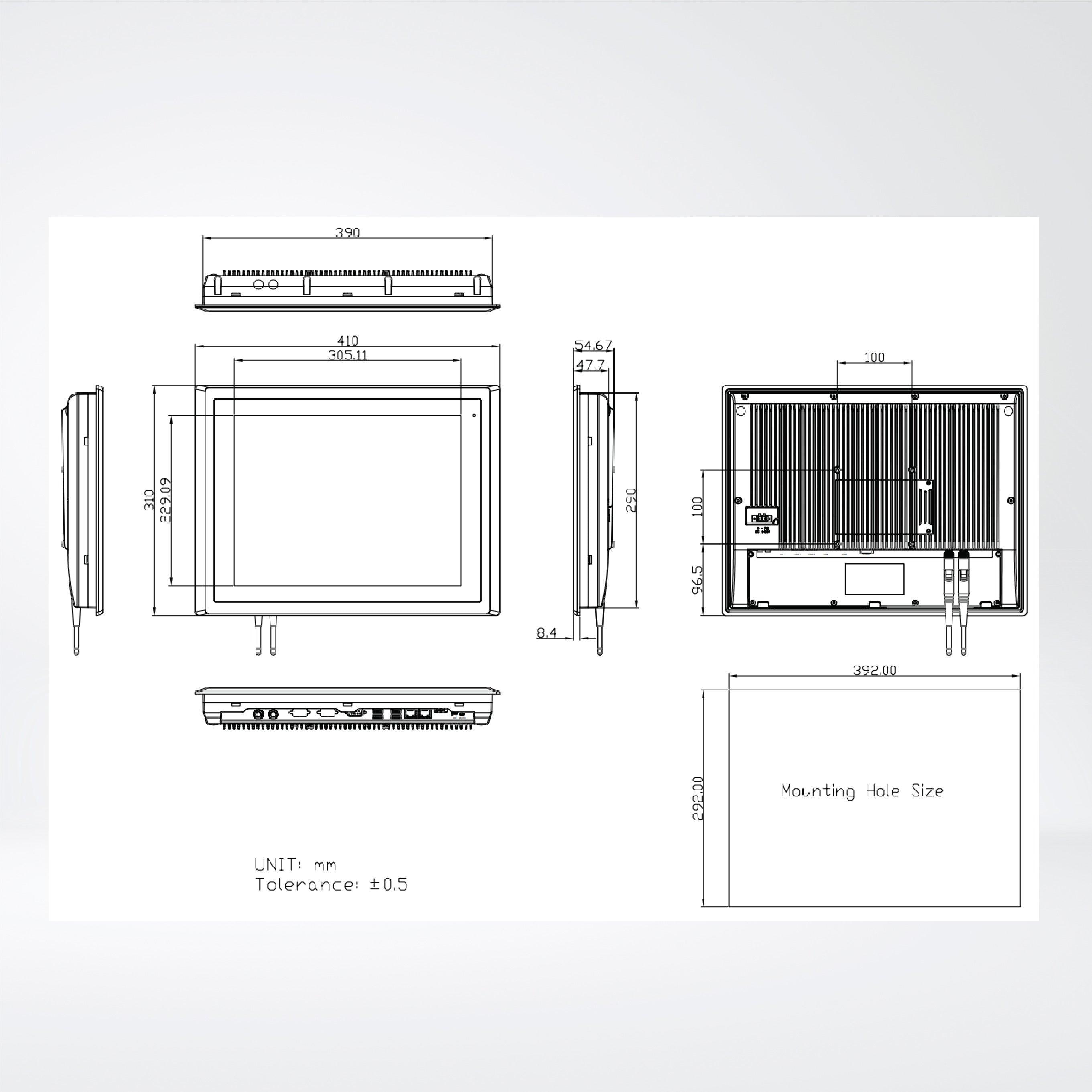 ARCHMI-915BP 8th Gen. Intel Core i3/i5, Fanless Industrial Compact Size Panel PC - Riverplus