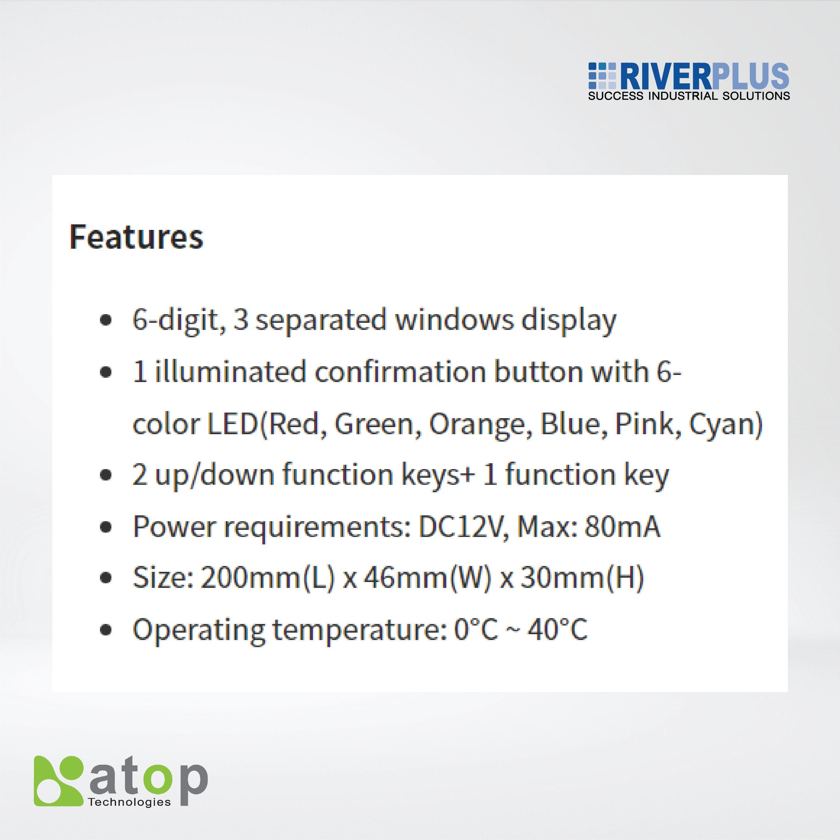 AT706-3W-123-3K 6-Digit, 3 Separated Windows Pick TagOrder Display - Riverplus