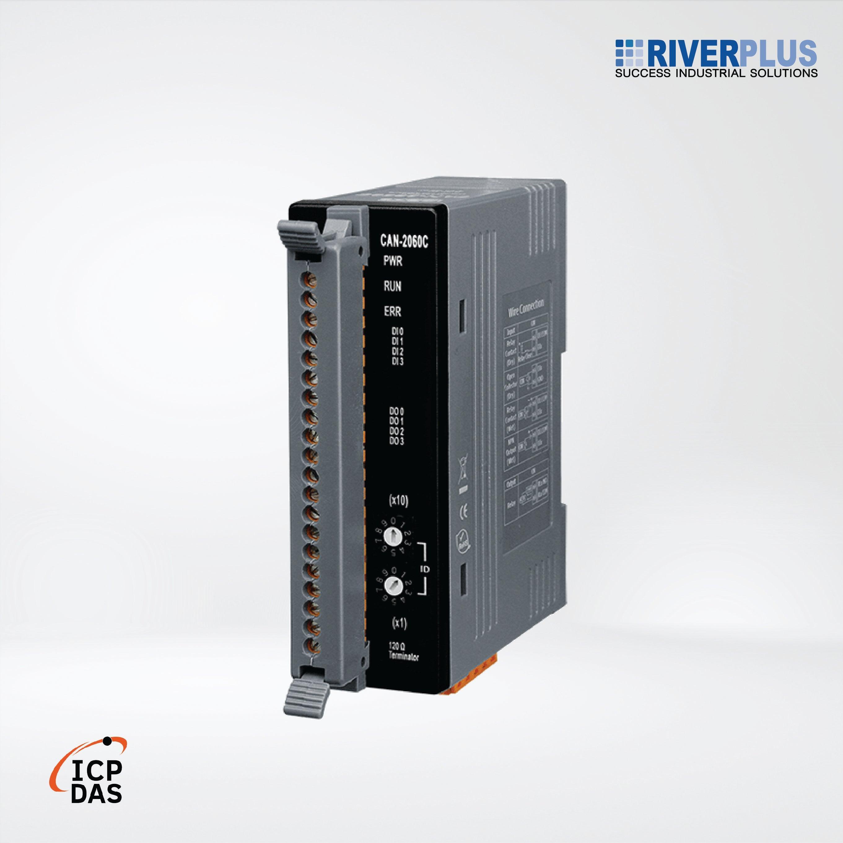 CAN-2060C CANopen Slave Module of 4-channel Isolated (Wet, Dry) DI, 4-channel Relay Output - Riverplus