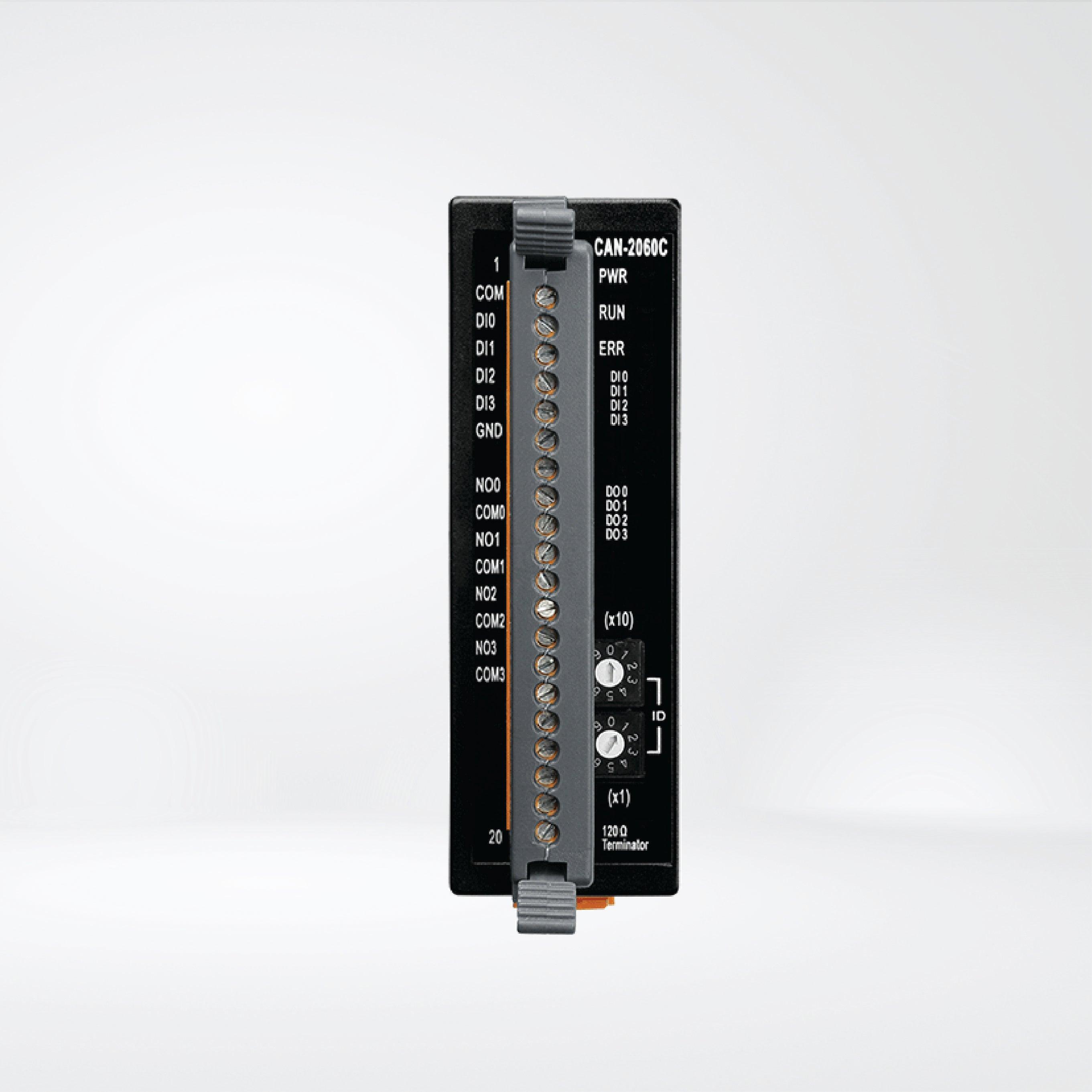 CAN-2060C CANopen Slave Module of 4-channel Isolated (Wet, Dry) DI, 4-channel Relay Output - Riverplus