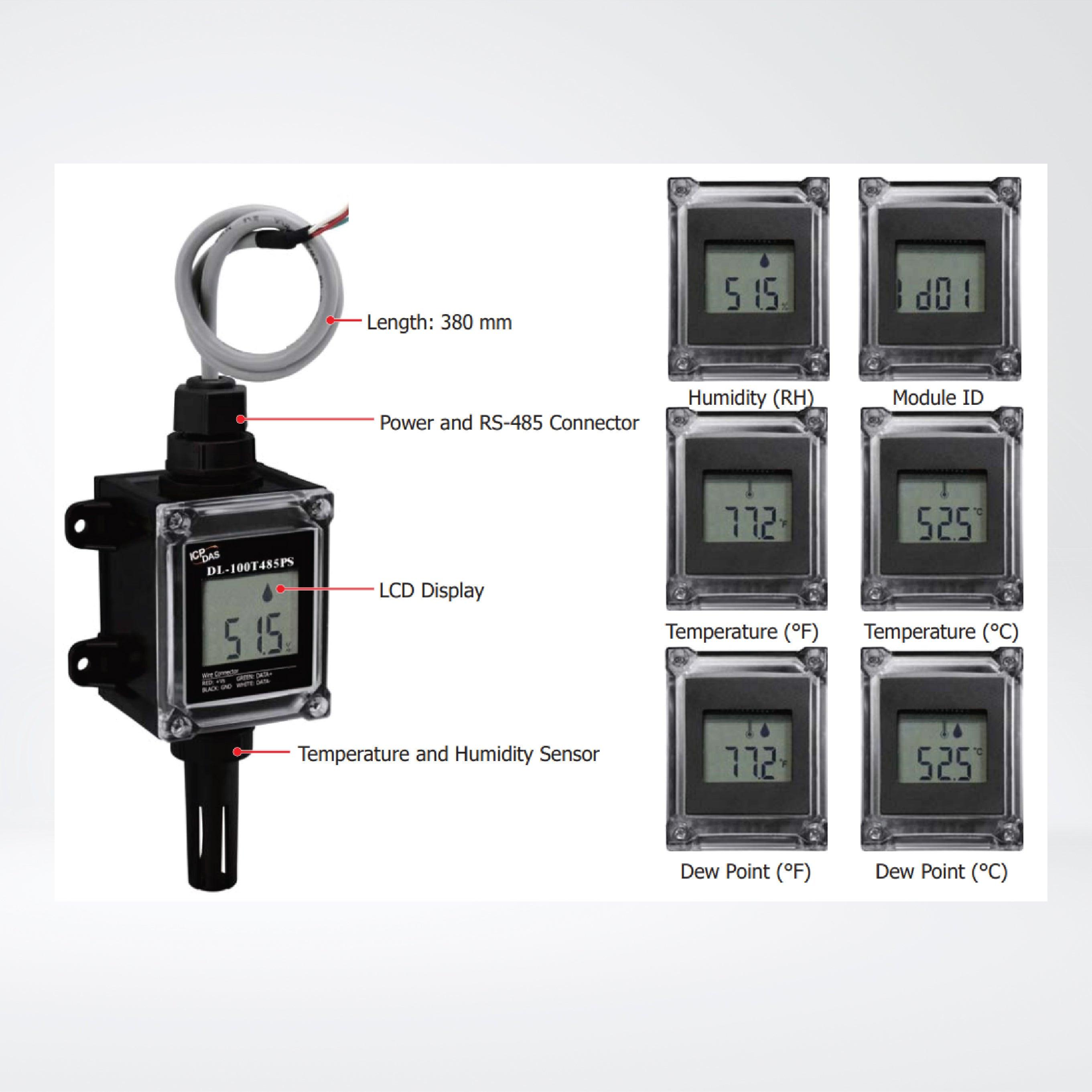 DL-100TM485PS IP66 Remote Temperature and Humidity Data Logger with LCD Display (High Accuracy, RS-485) - Riverplus