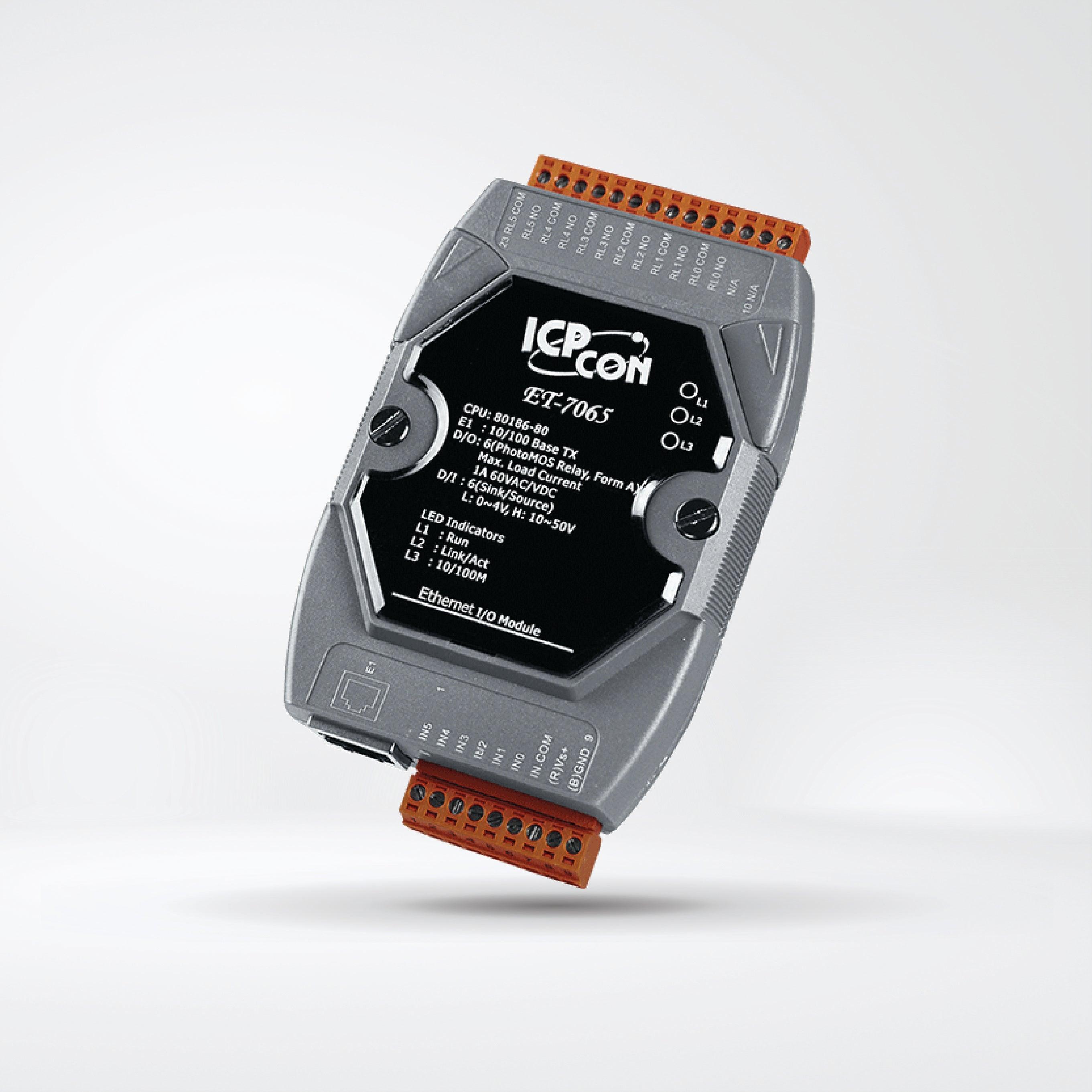 ET-7065 Ethernet I/O Module with 6-ch PhotoMOS Relay and 6-ch DI
