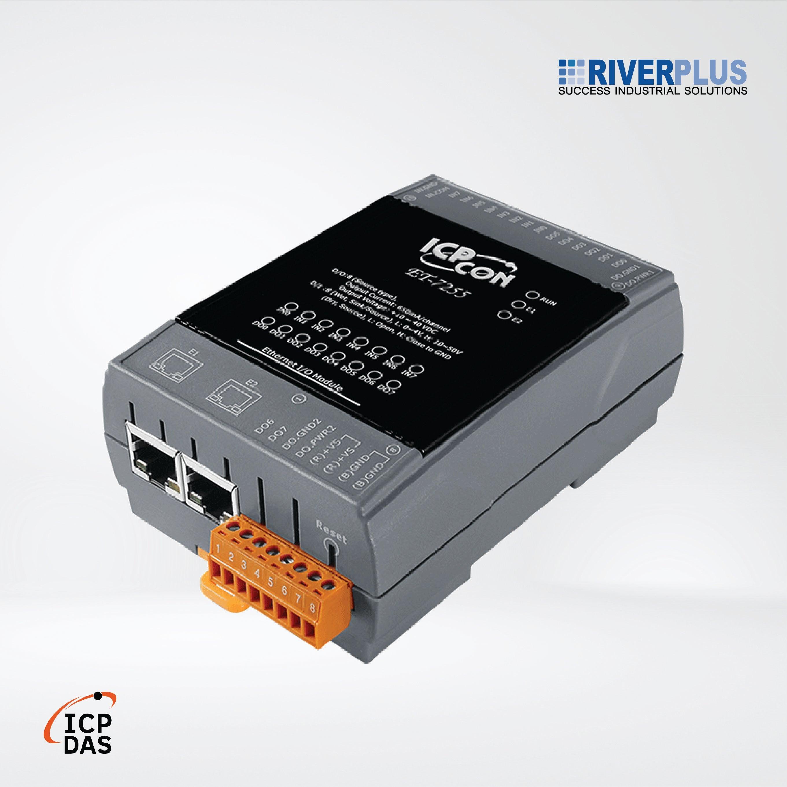 ET-7255 Ethernet I/O Module 2-port Ethernet Switch, 8-ch DI and 8-ch DO - Riverplus
