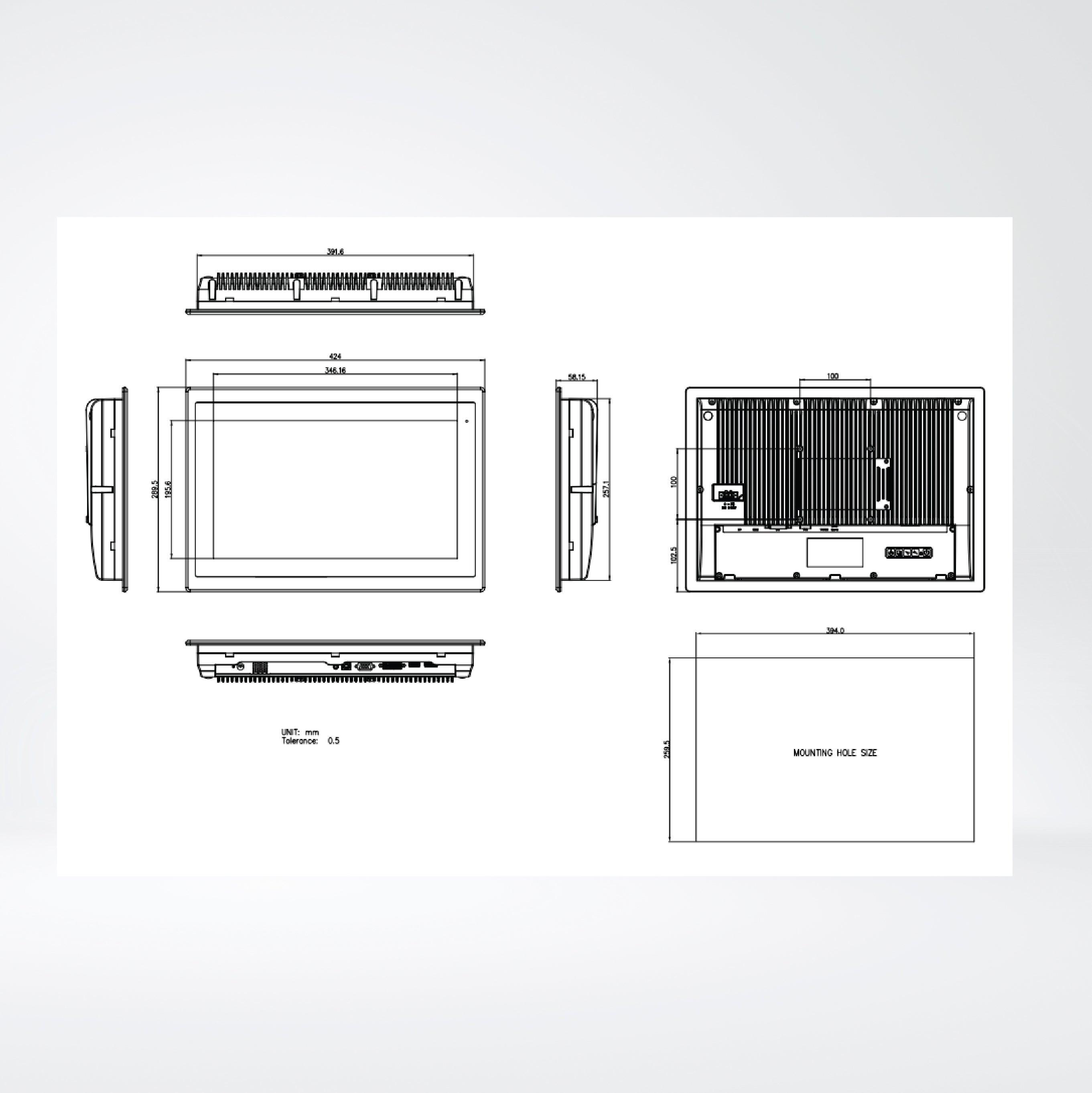 FABS-116GH 15.6” Flat Front Panel IP66 Stainless Chassis Display - Riverplus