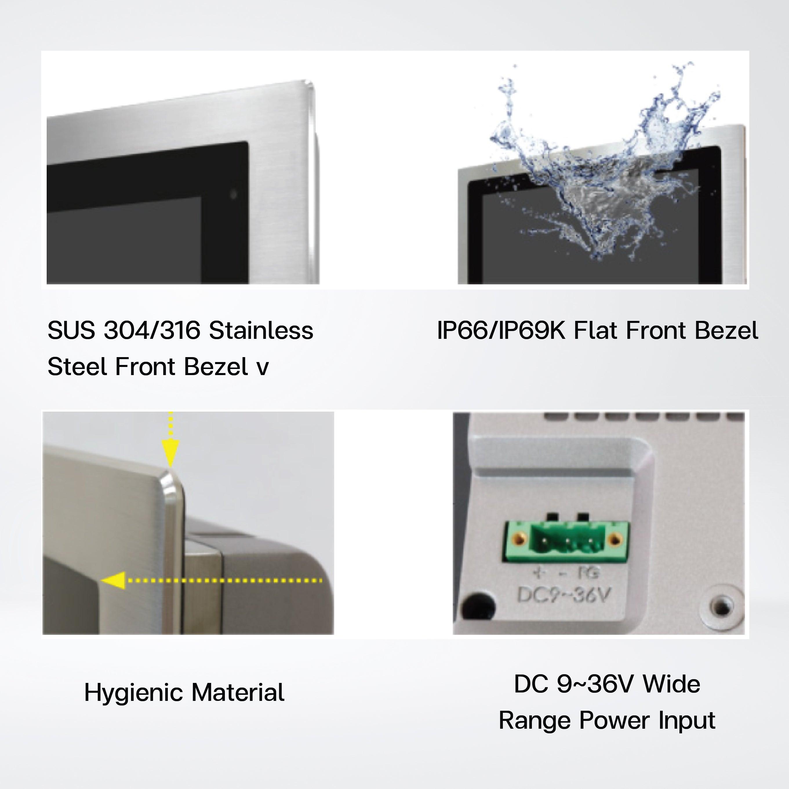 FABS-116GH 15.6” Flat Front Panel IP66 Stainless Chassis Display - Riverplus