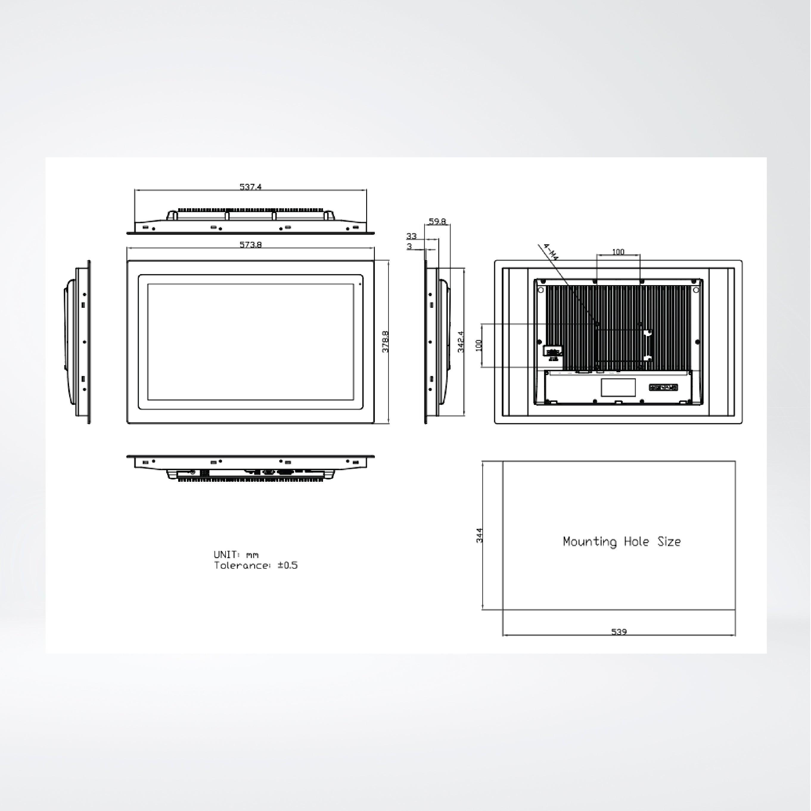 FABS-121R 21.5” Flat Front Panel IP66 Stainless Chassis Display - Riverplus