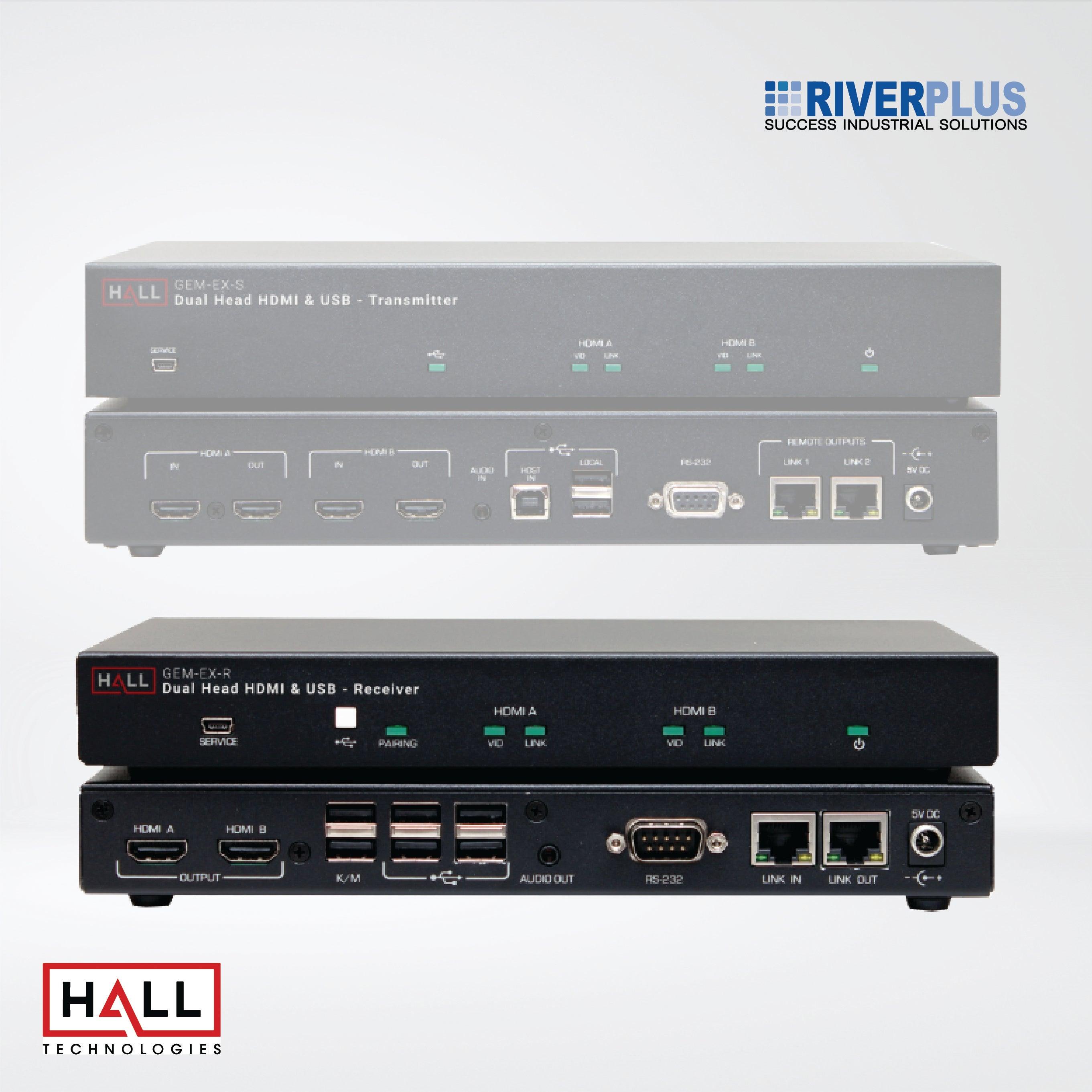 GEM-EX-R Dual 4K HDMI, USB, AUDIO, & RS-232 over 1 CAT6 Extender with Daisy-Chainable Receivers - Riverplus