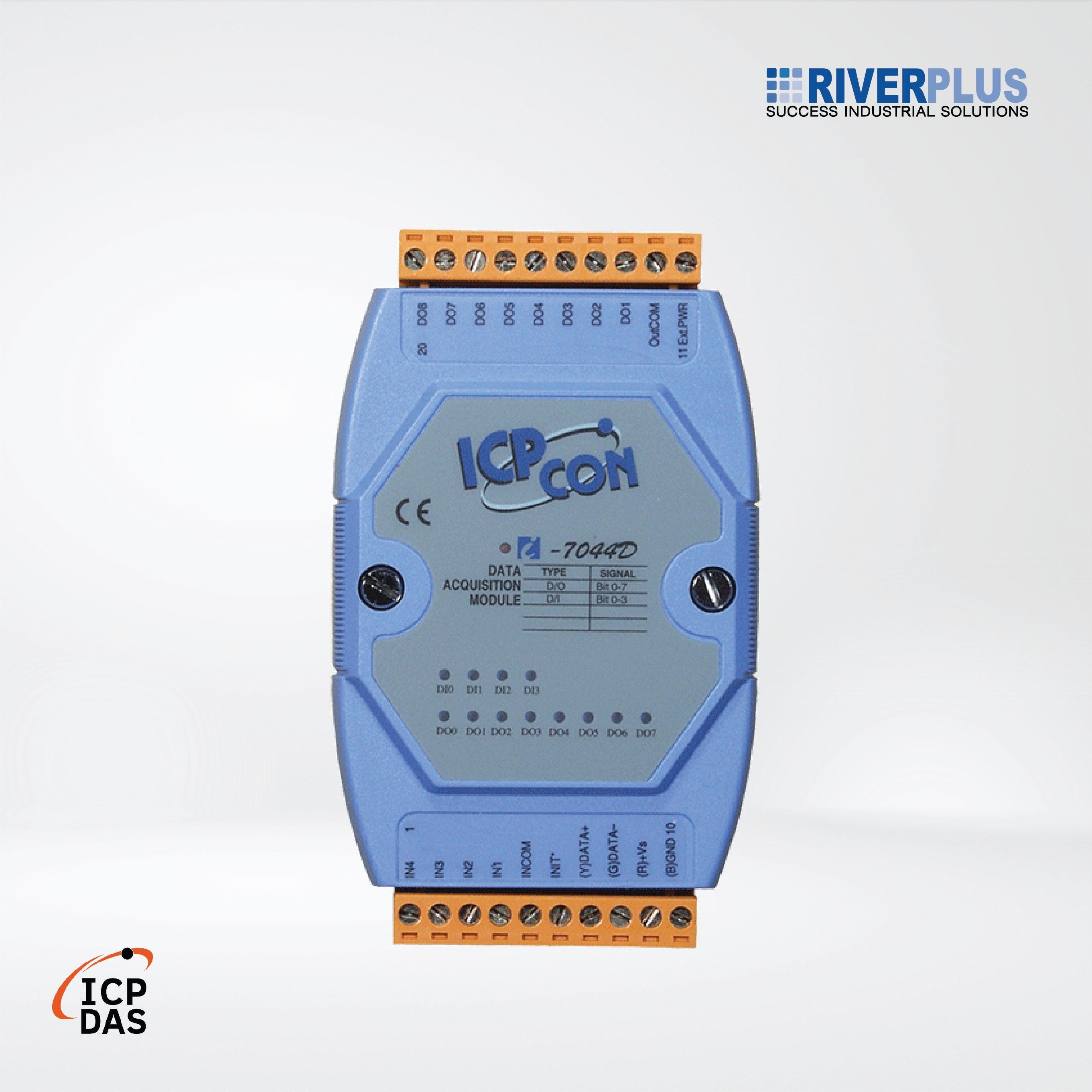 I-7044D 4-ch Isolated (Wet) DI and 8-ch Isolated (Sink, NPN) DO Module LED Display - Riverplus