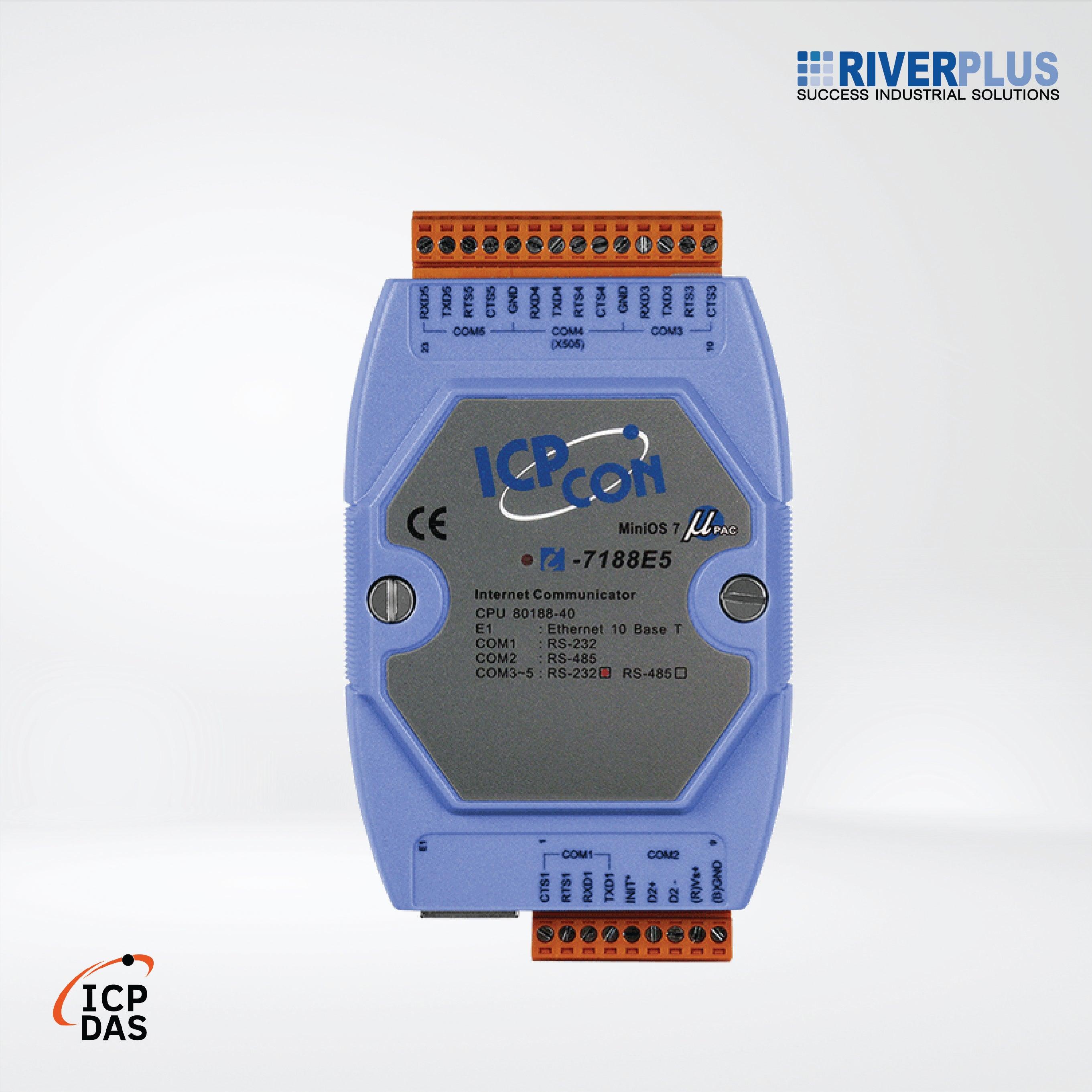 I-7188E5 Programmable Ethernet to 5x serial ports converter (4x RS-232, 1x RS-485) - Riverplus