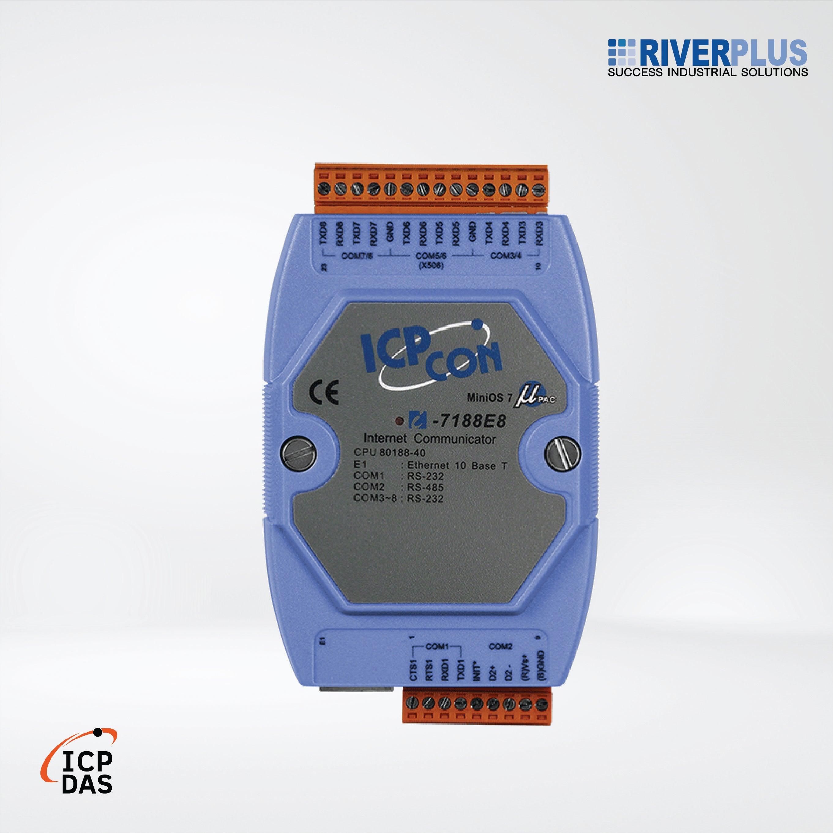 I-7188E8 Programmable Ethernet to 8x serial ports converter (7x RS-232, 1x RS-485) - Riverplus