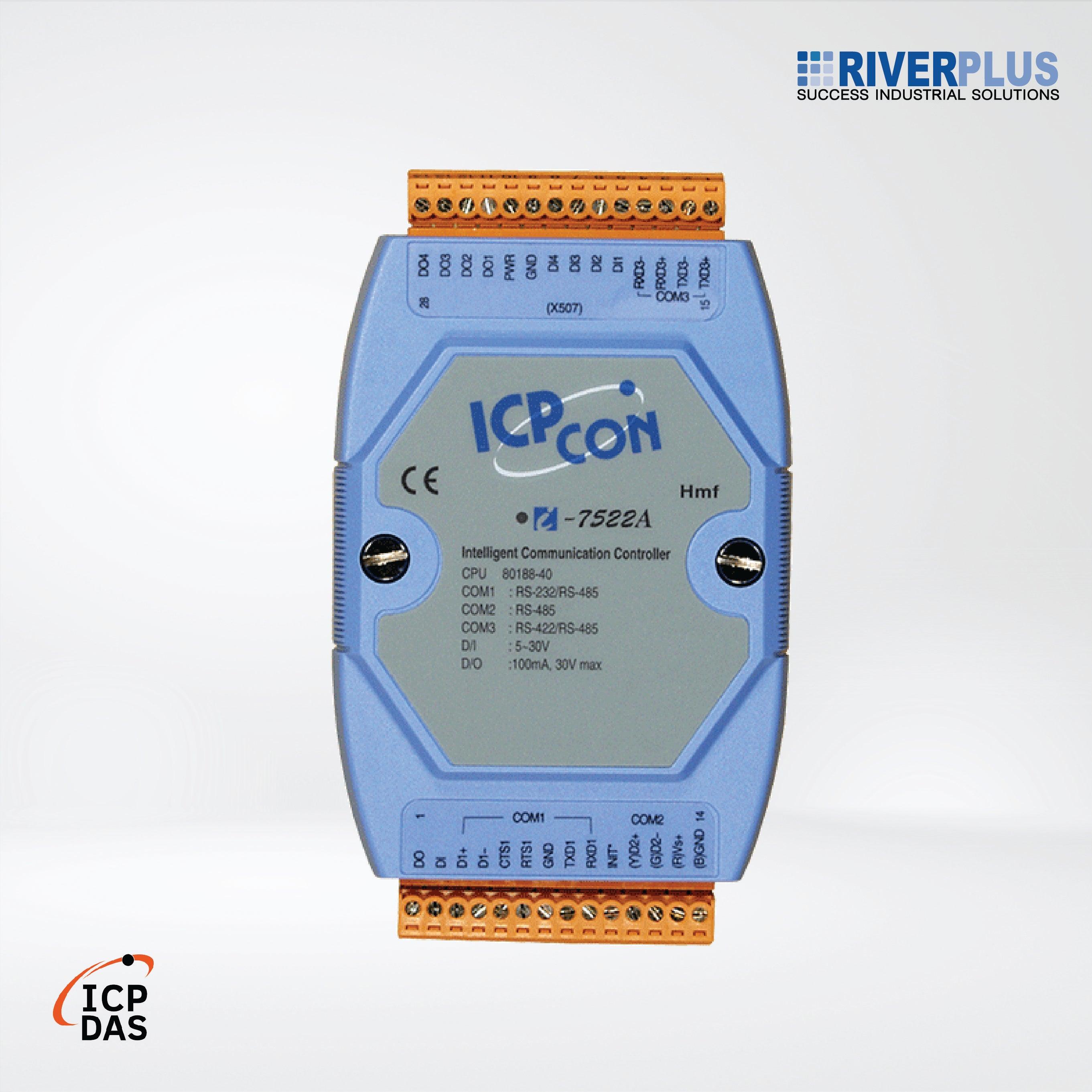 I-7522A Addressable RS-485 to 2 x RS-232/RS-422/RS-485 Converter with 5 DI and 5 DO (Blue Cover) - Riverplus