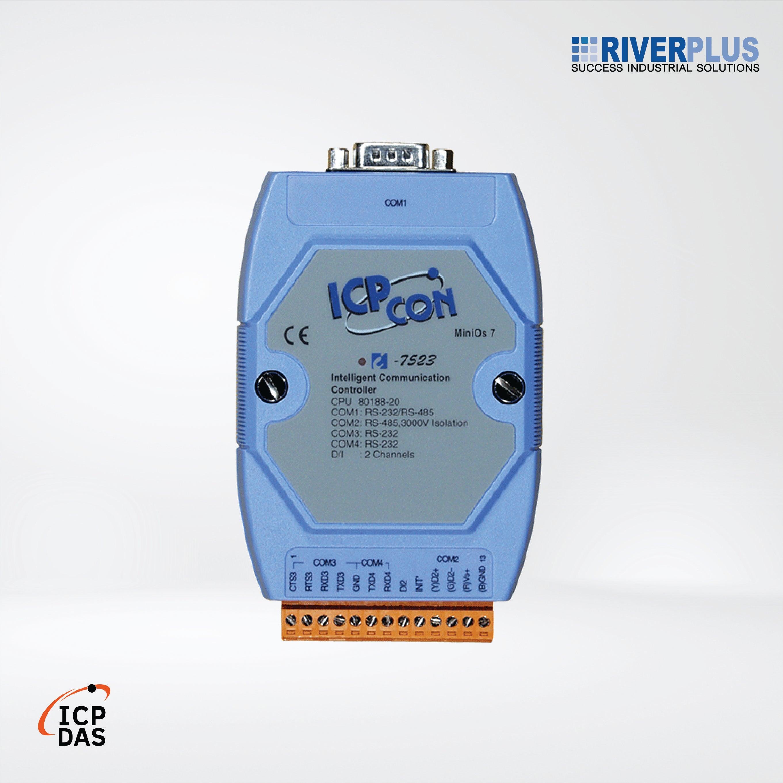 I-7523 Addressable RS-485 to 3 x RS-232/RS-485 Converter with 1 DI (Blue Cover) - Riverplus