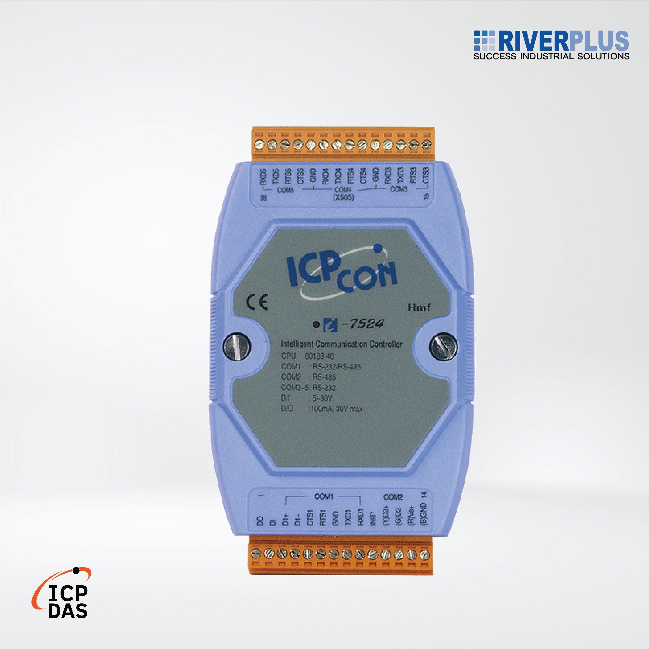 I-7524 Addressable RS-485 to 4 x RS-232/RS-485 Converter with 1 DI and 1 DO (Blue Cover) - Riverplus