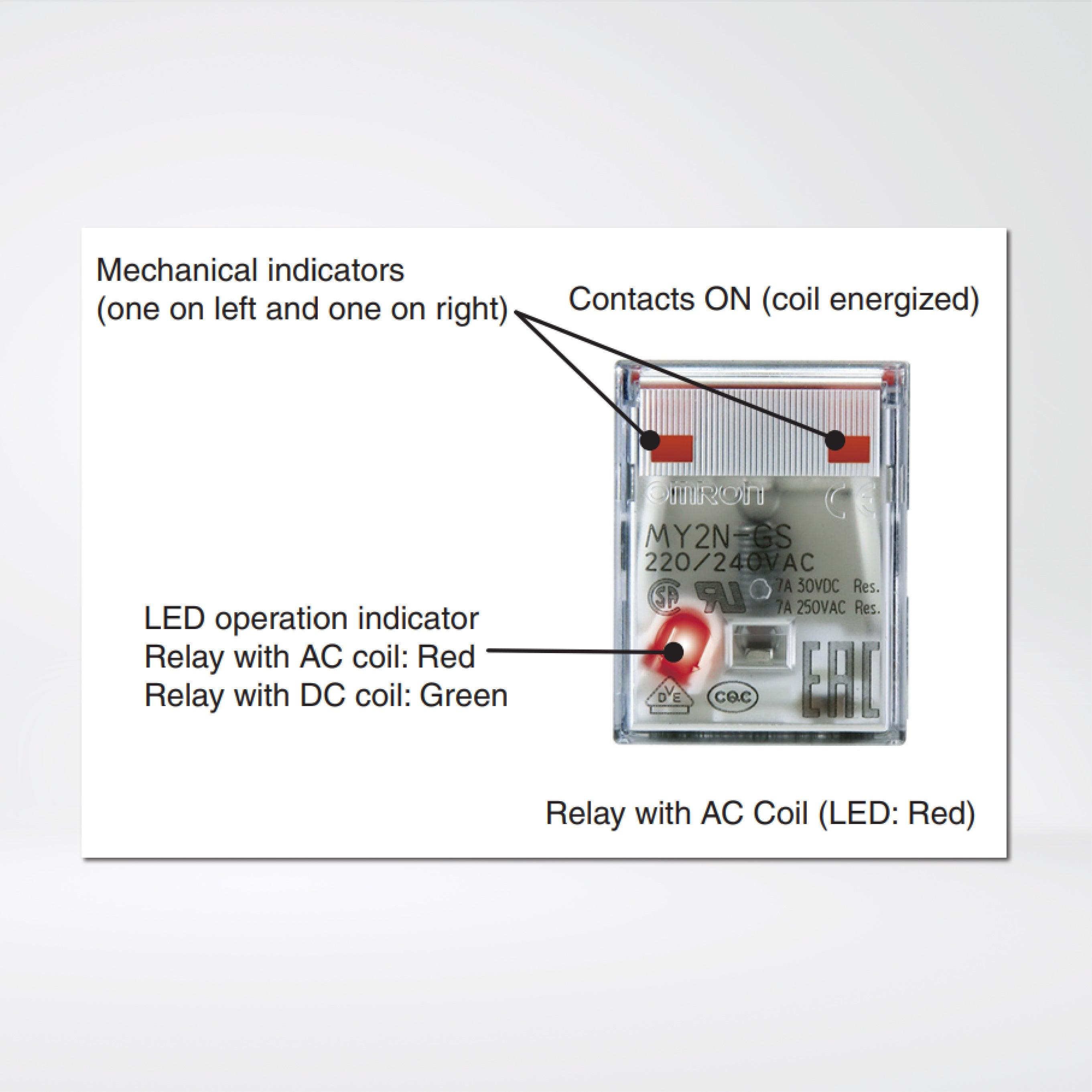 MY4-GS AC24 BY OMZ Relay, plug-in, 14-pin, 4PDT, 6 A, mechanical indicator, 24 VAC - Riverplus