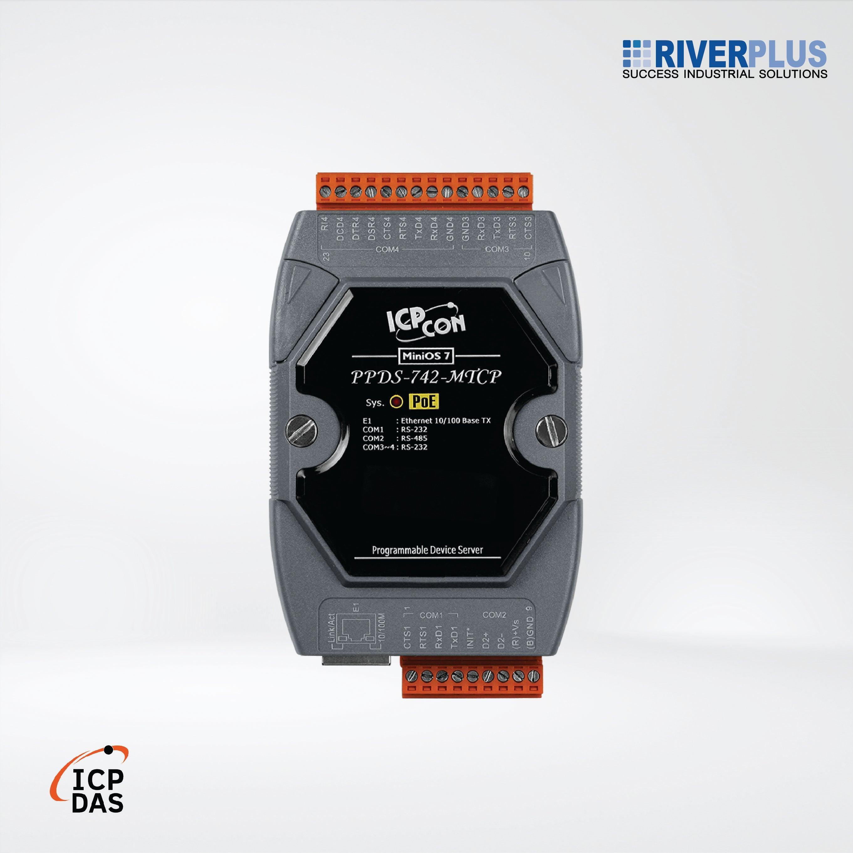 PPDS-742-MTCP Programmable (3x RS-232 and 1x RS-485) Serial-to-Ethernet Device Server - Riverplus