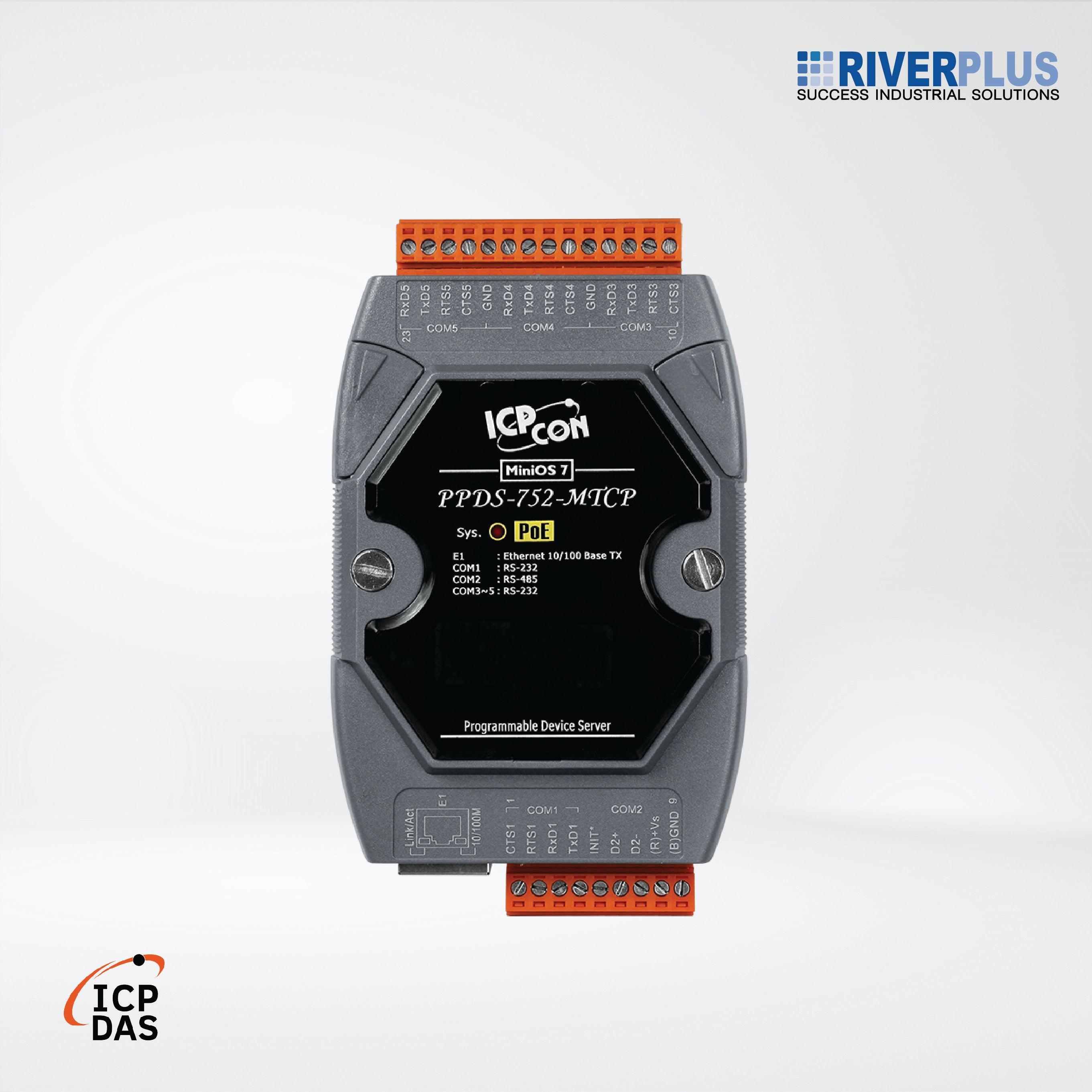 PPDS-752-MTCP Programmable (4x RS-232 and 1x RS-485) Serial-to-Ethernet Device Server - Riverplus