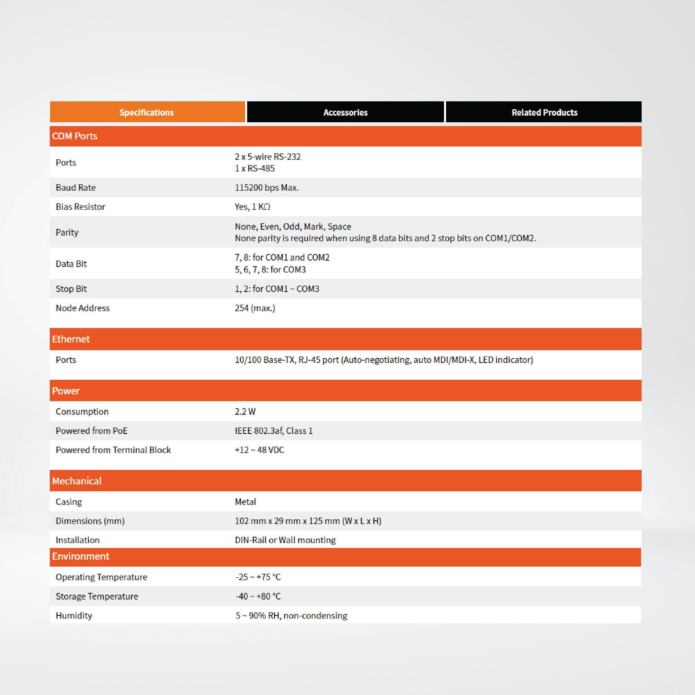 PPDSM-732-MTCP Programmable (2x RS-232 and 1x RS-485) Serial-to-Ethernet Device Server - Riverplus