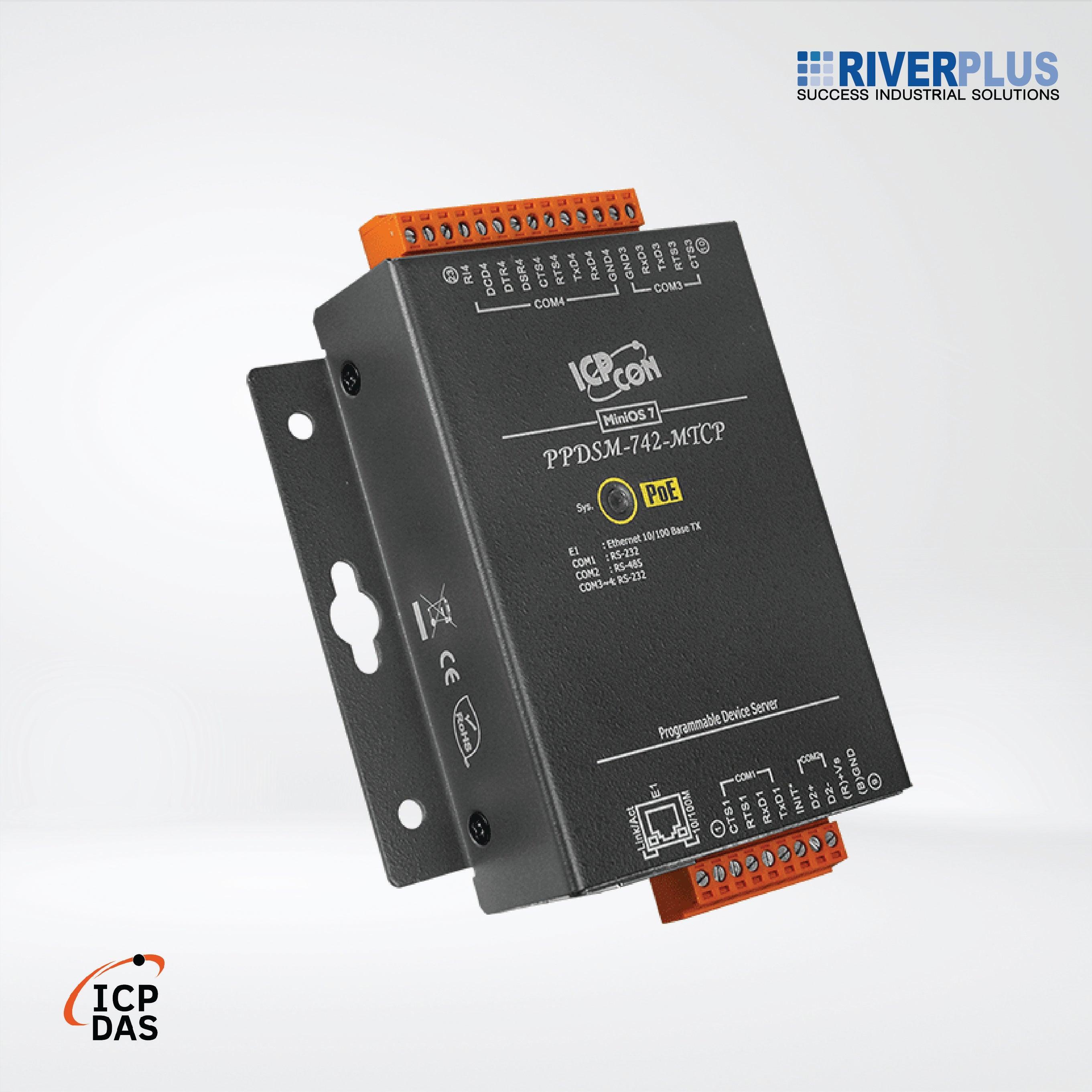 PPDSM-742-MTCP Programmable (3x RS-232 and 1x RS-485) Serial-to-Ethernet Device Server - Riverplus