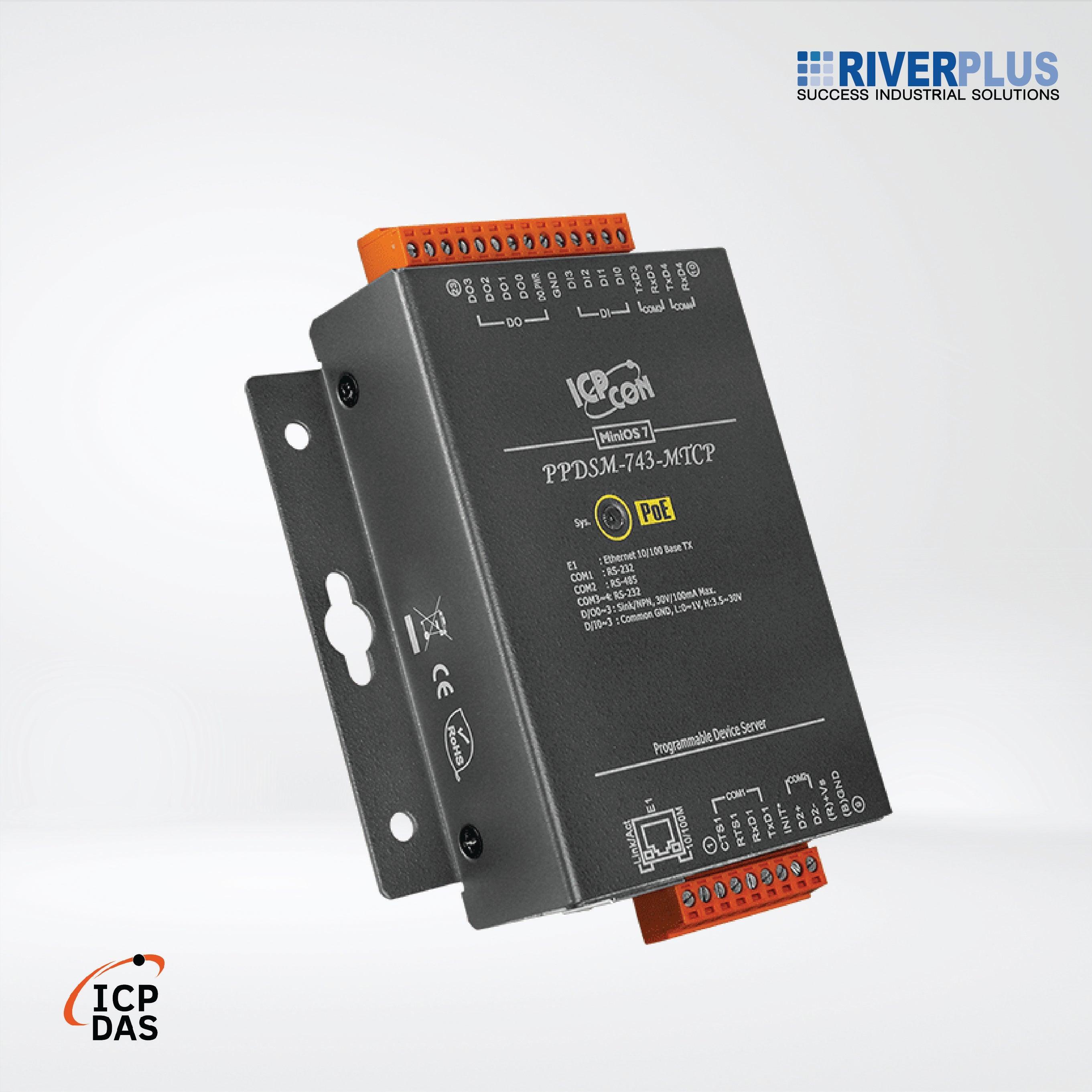 PPDSM-743-MTCP Programmable (3x RS-232 and 1x RS-485) Serial-to-Ethernet Device Server - Riverplus