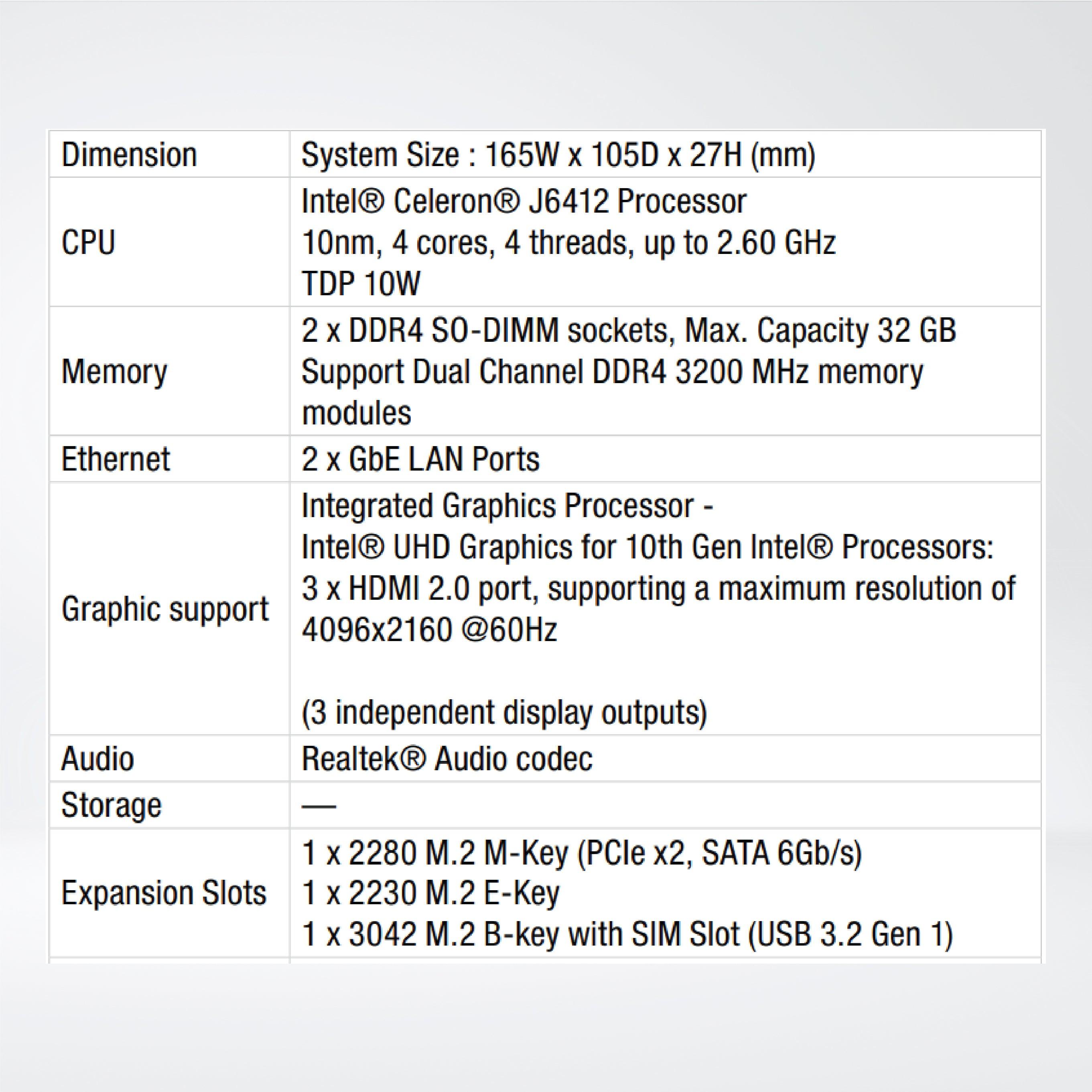 QBiX-Plus-EHLA6412-A1 Industrial system with Intel® Celeron® J6412 Processor - Riverplus