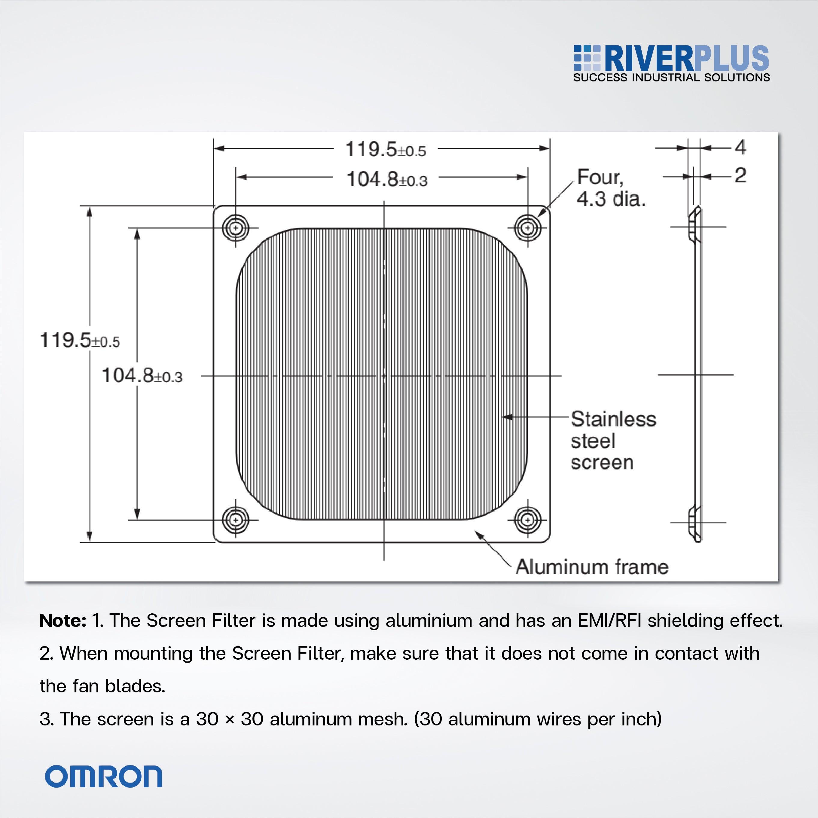 R87F-FL120S Aluminum screen filter , Size 120 × 120 - Riverplus