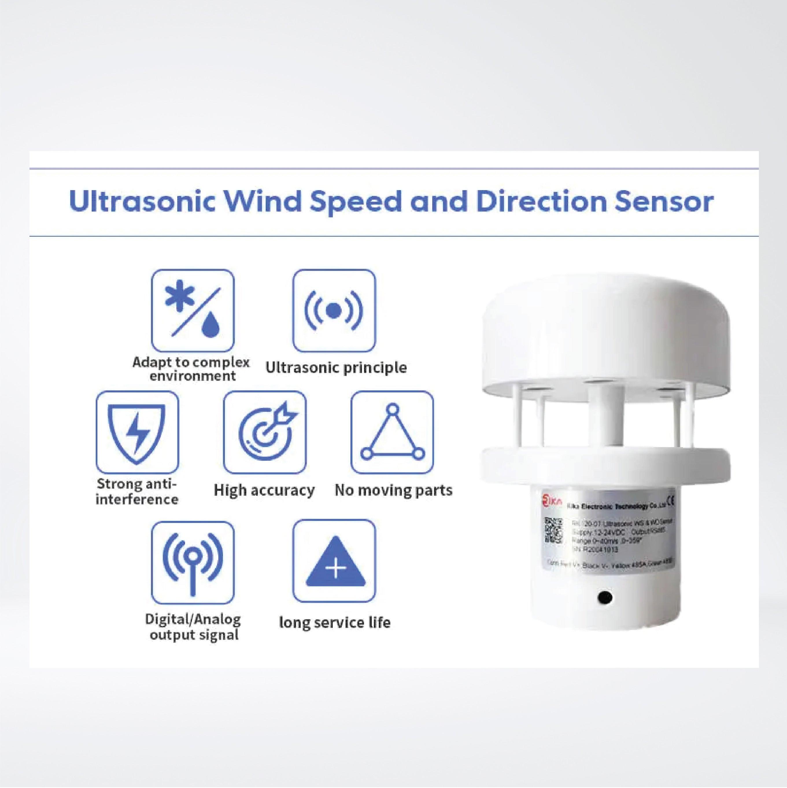 RK120-07 Mini Ultrasonic Anemometer, Ultrasonic Wind Speed Direction Sensor - Riverplus