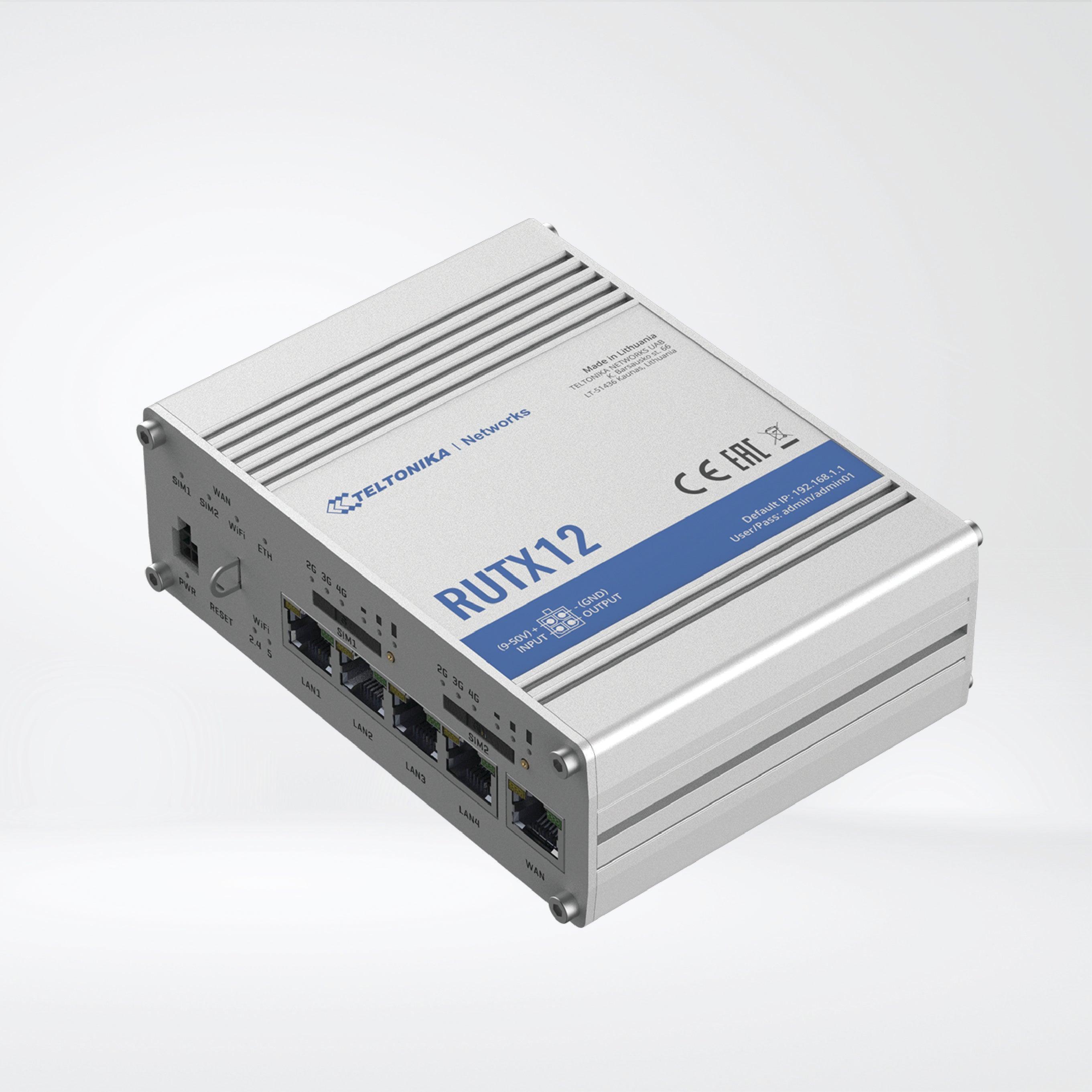 RUTX12 Dual LTE CAT 6 Industrial Cellular Router - Riverplus