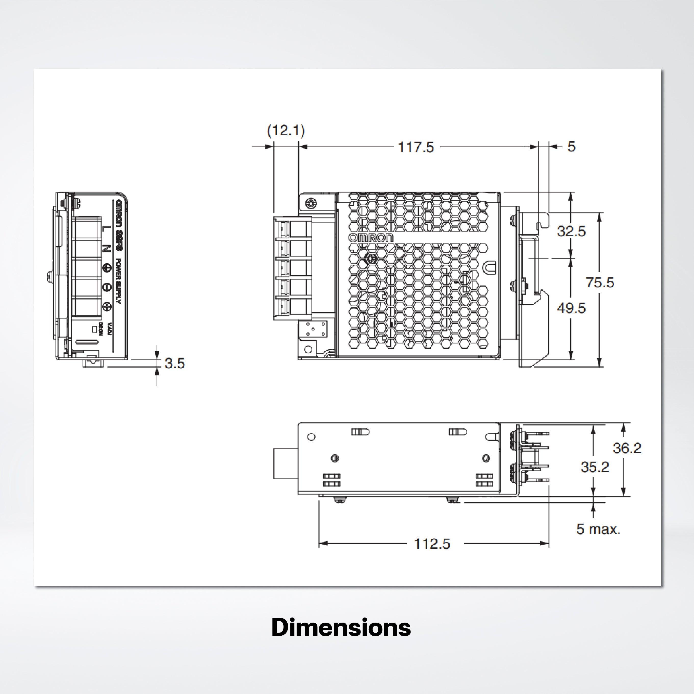 S8FS-C02505D Switch Mode Power Supply ,25 W , 5VDC , Model wtih DIN rail - Riverplus