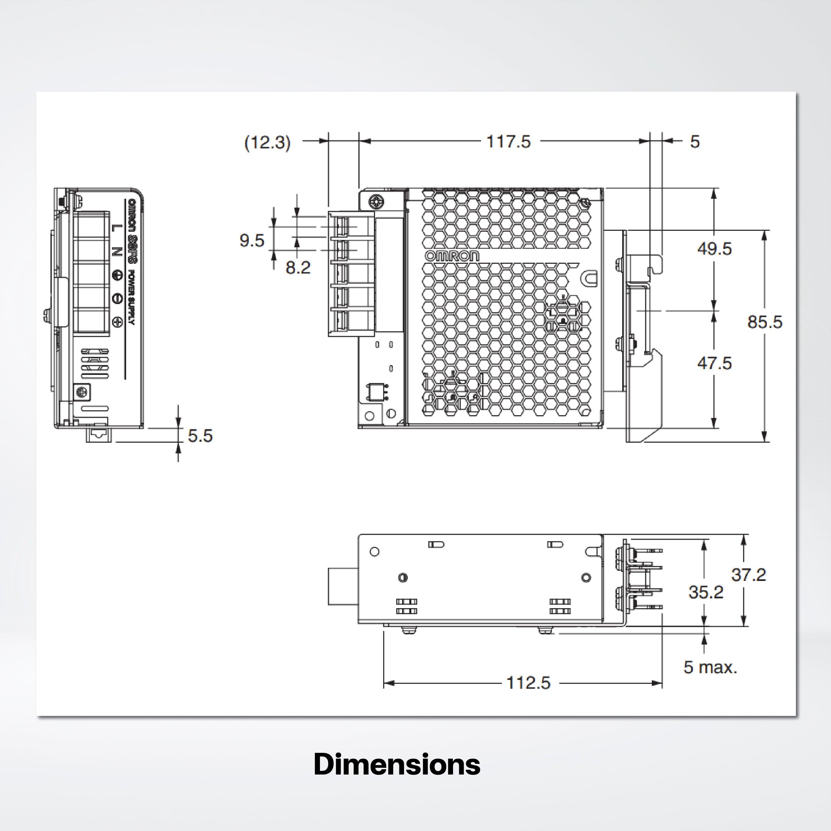 S8FS-C03505D Switch Mode Power Supply ,35W , 5VDC ,Model wtih DIN rail - Riverplus