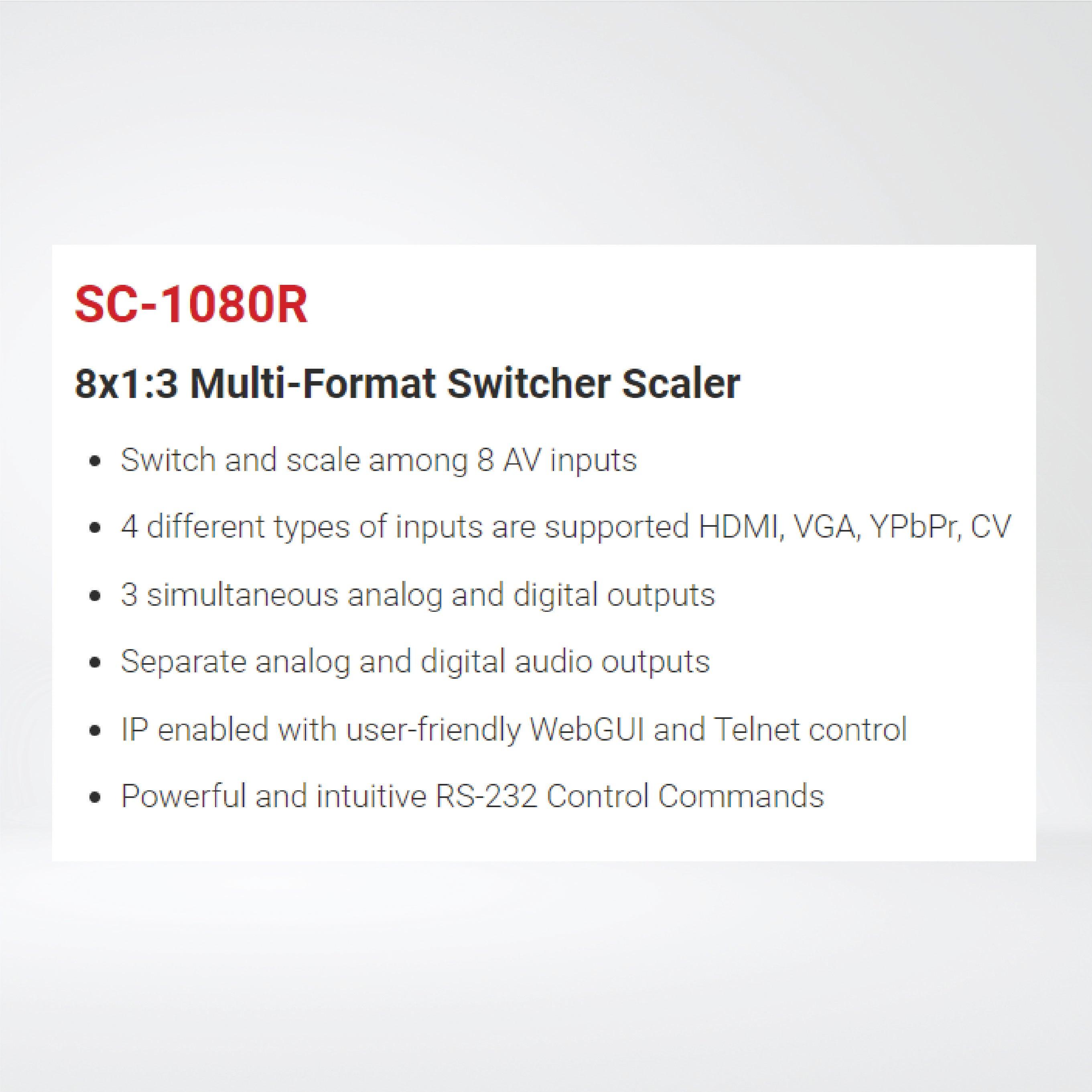 SC-1080R 8x1:3 Multi-Format Switcher Scaler - Riverplus
