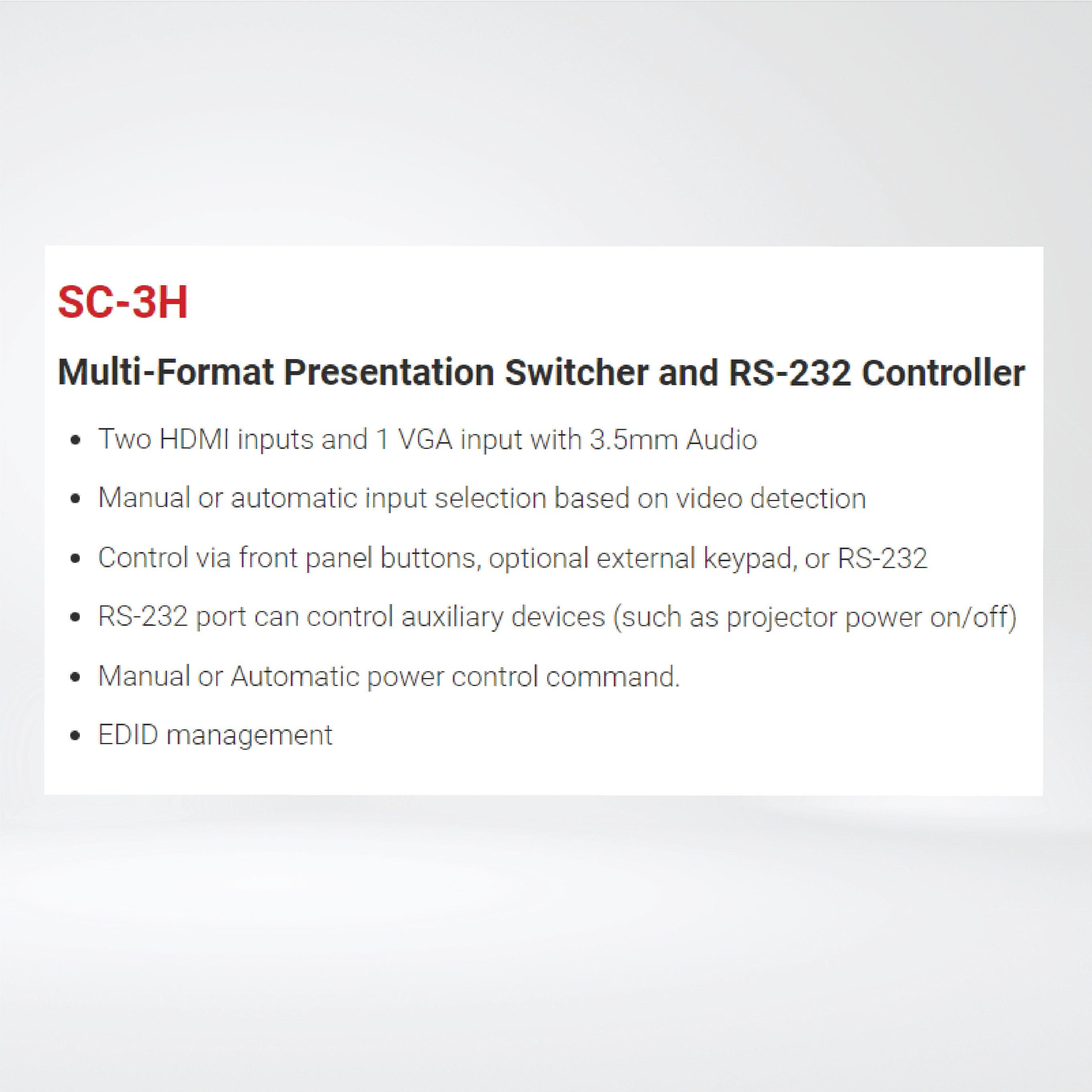 SC-3H Multi-Format Presentation Switcher and RS-232 Controller - Riverplus