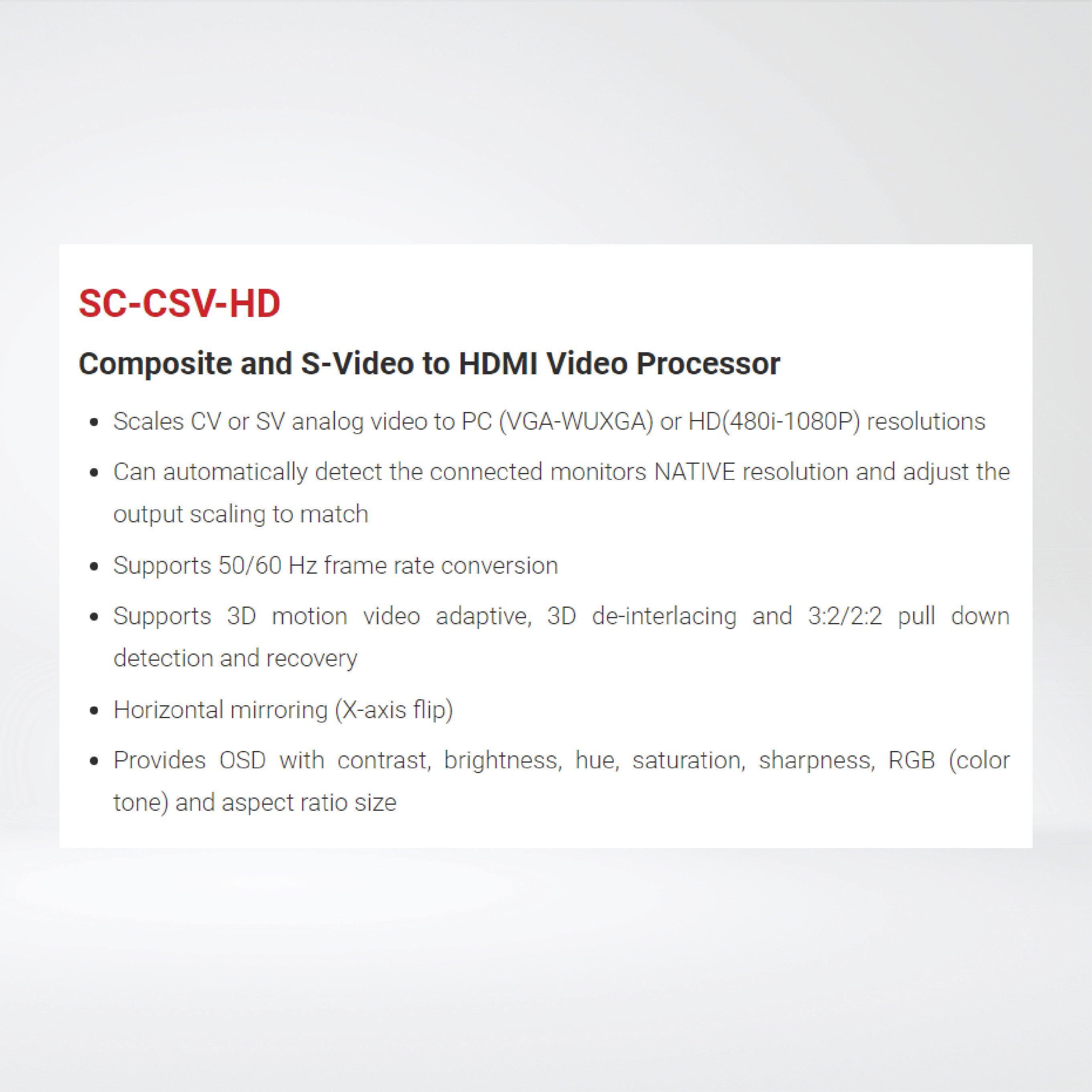SC-CSV-HD Composite and S-Video to HDMI Video Processor - Riverplus