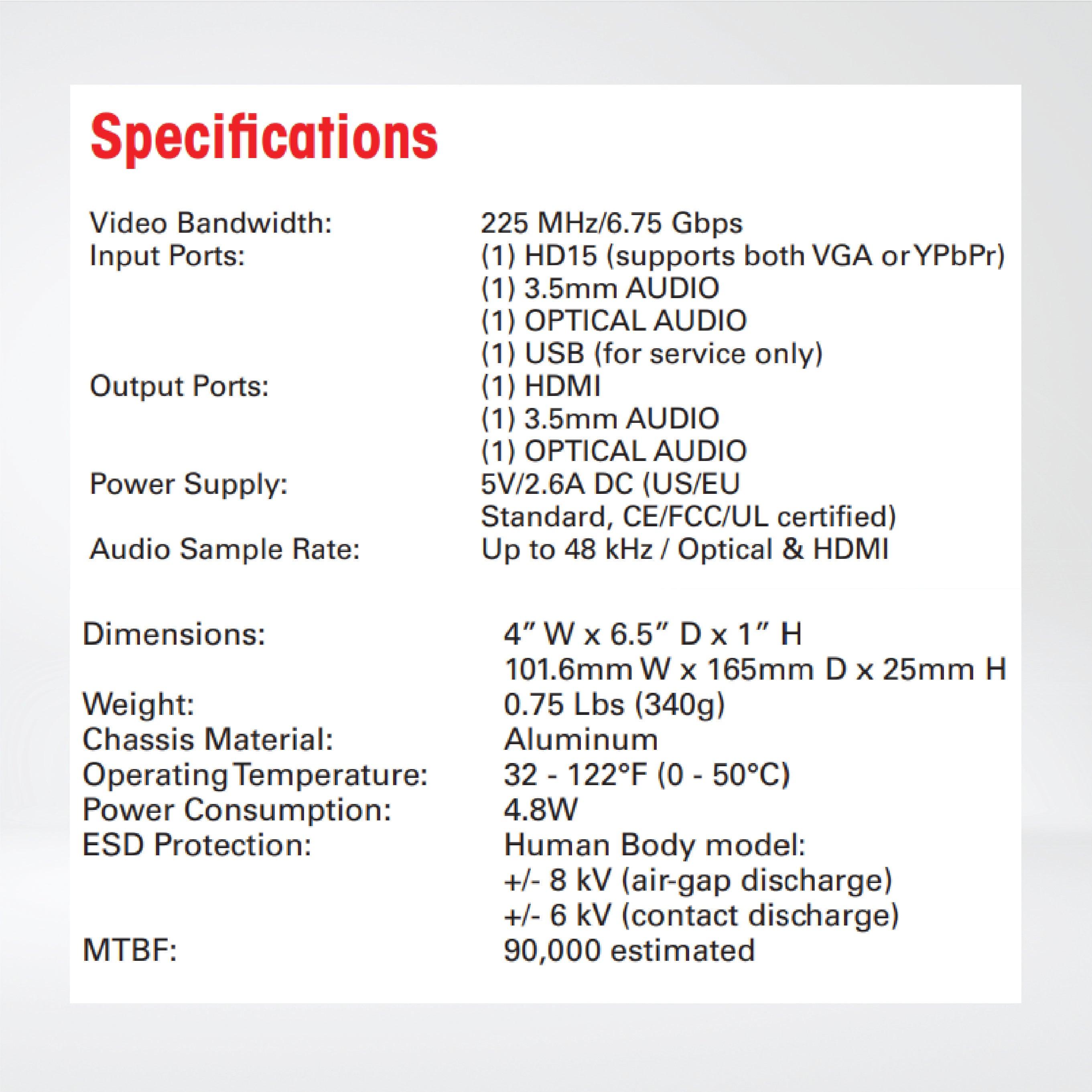 SC-VHD-HD VGA / YPbPr to HDMI Converter with Audio - Riverplus