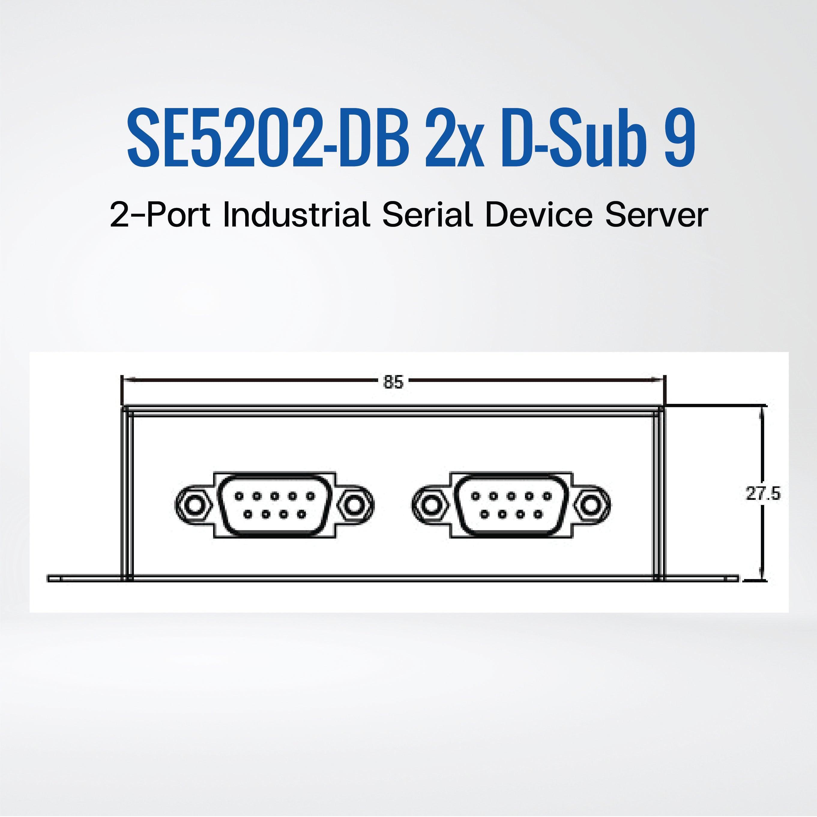 SE5202-DB Compact 2-Port Industrial Serial Device Server, Field-Mount - Riverplus