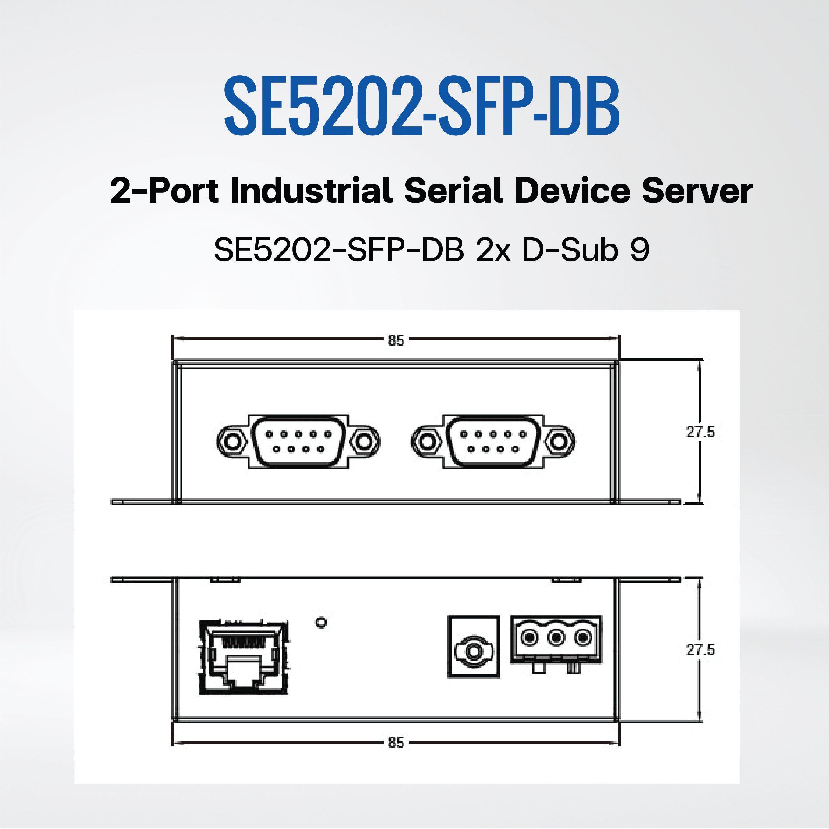 SE5202-SFP-DB Compact 2-Port Industrial Serial Device Server, Field-Mount - Riverplus