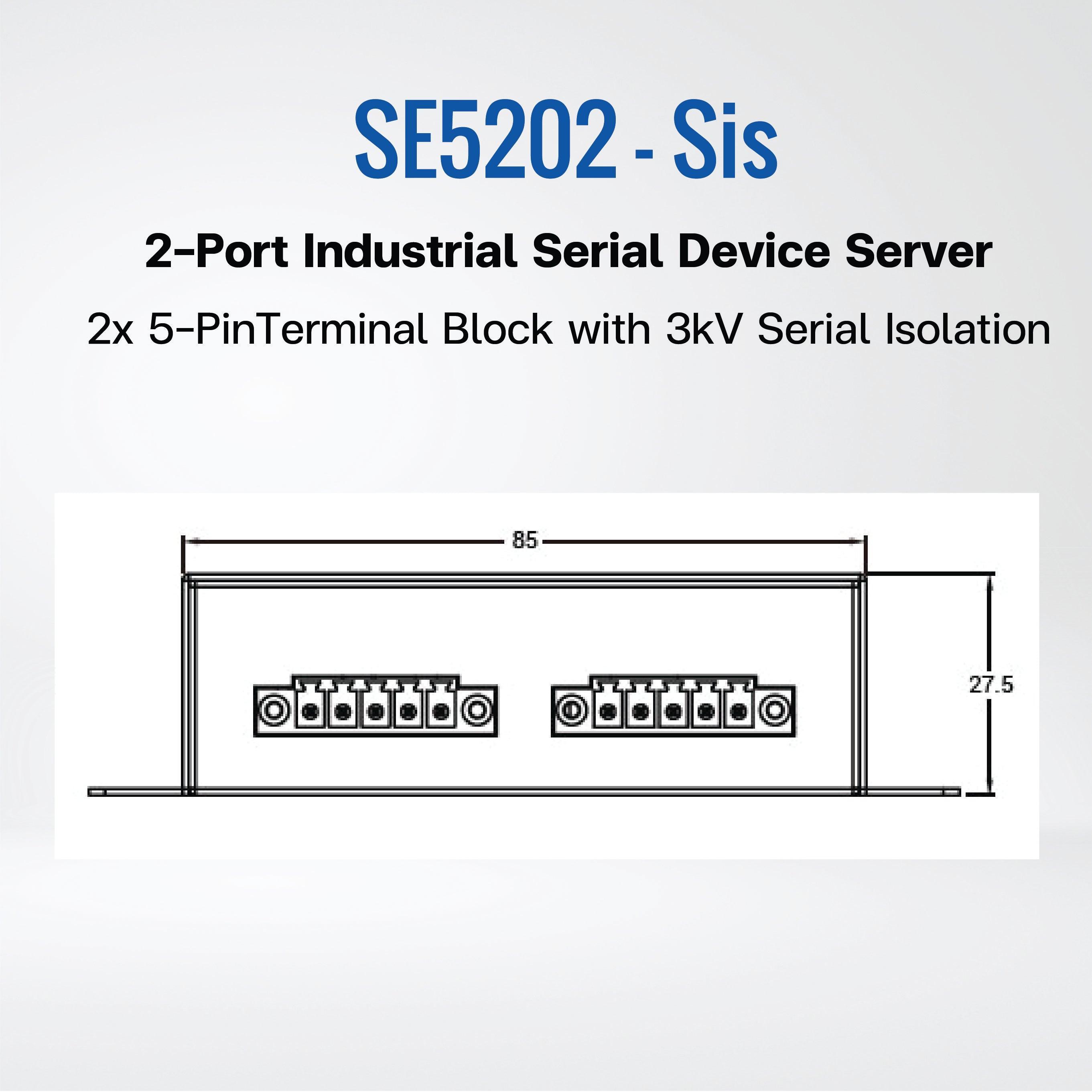 SE5202-Sis Compact 2-Port Industrial Serial Device Server, Field-Mount - Riverplus