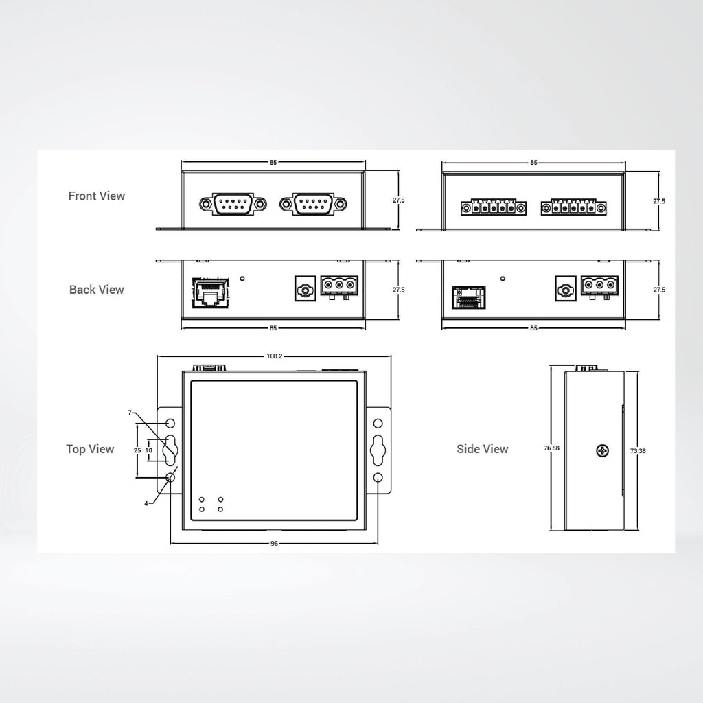 SE5202-Sis Compact 2-Port Industrial Serial Device Server, Field-Mount