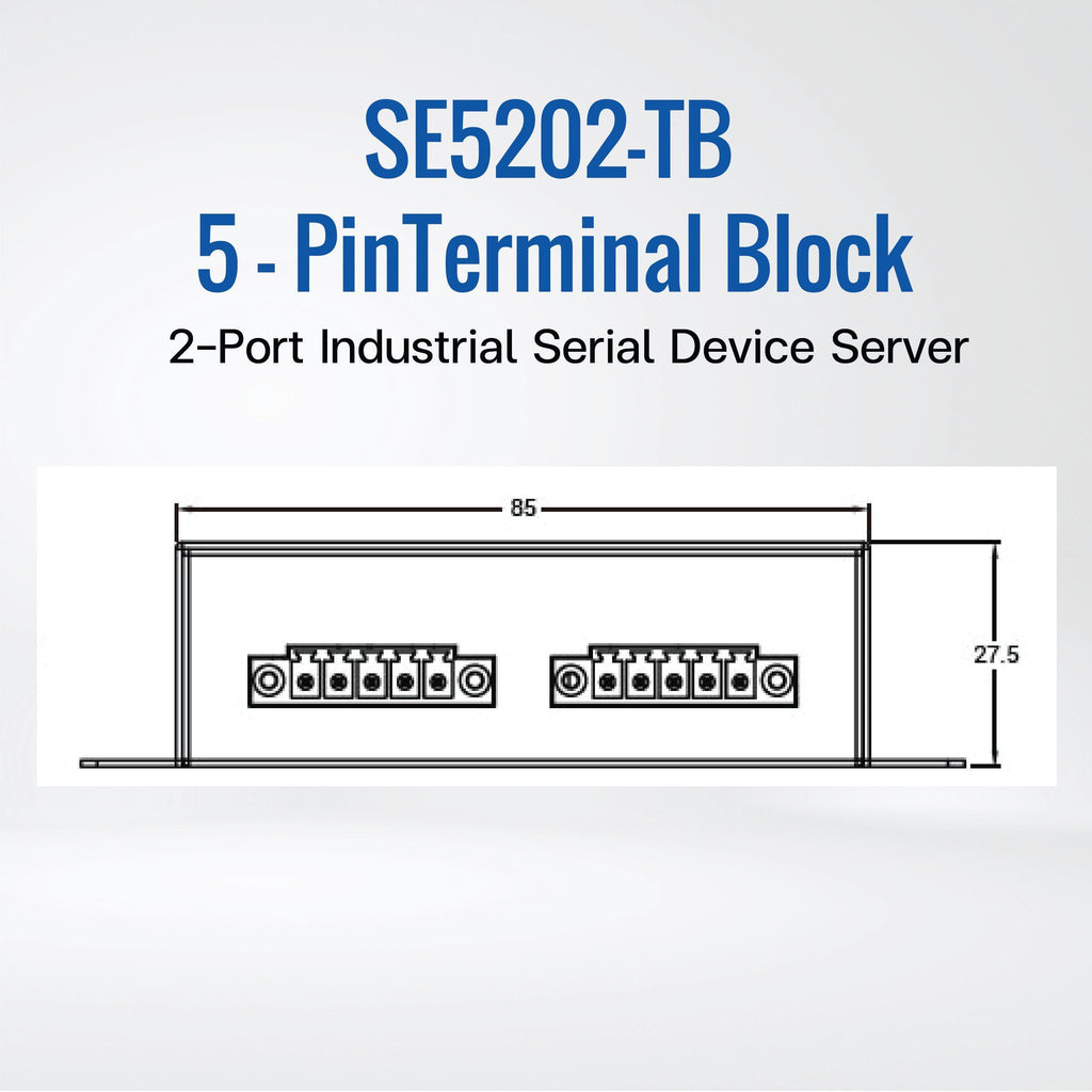 SE5202-TB Compact 2-Port Industrial Serial Device Server, Field-Mount