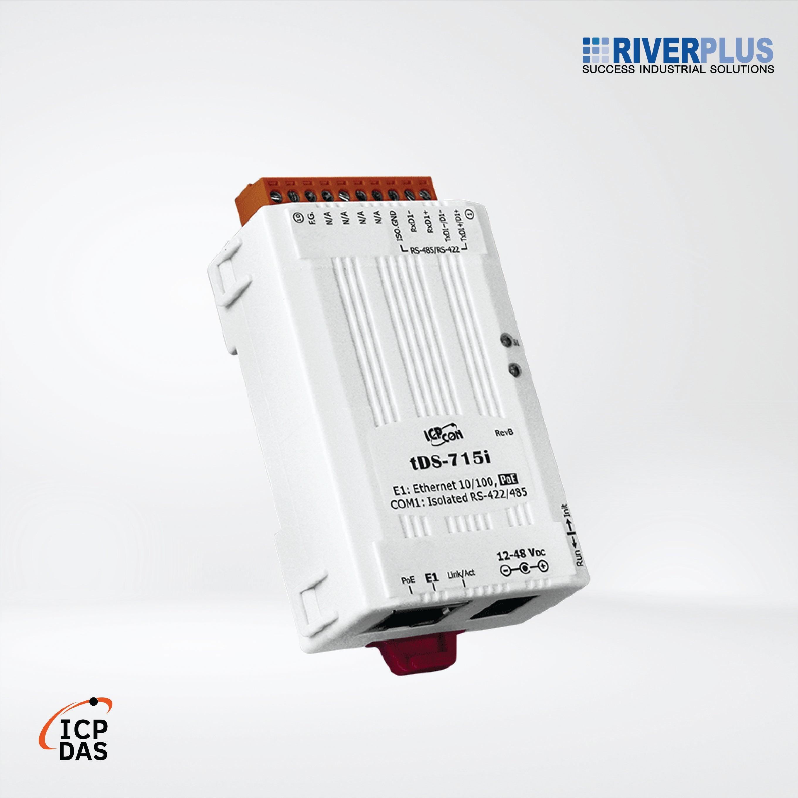 tDS-715i CR Tiny (1x Isolated RS-422/485) Serial-to-Ethernet Device Server with PoE - Riverplus