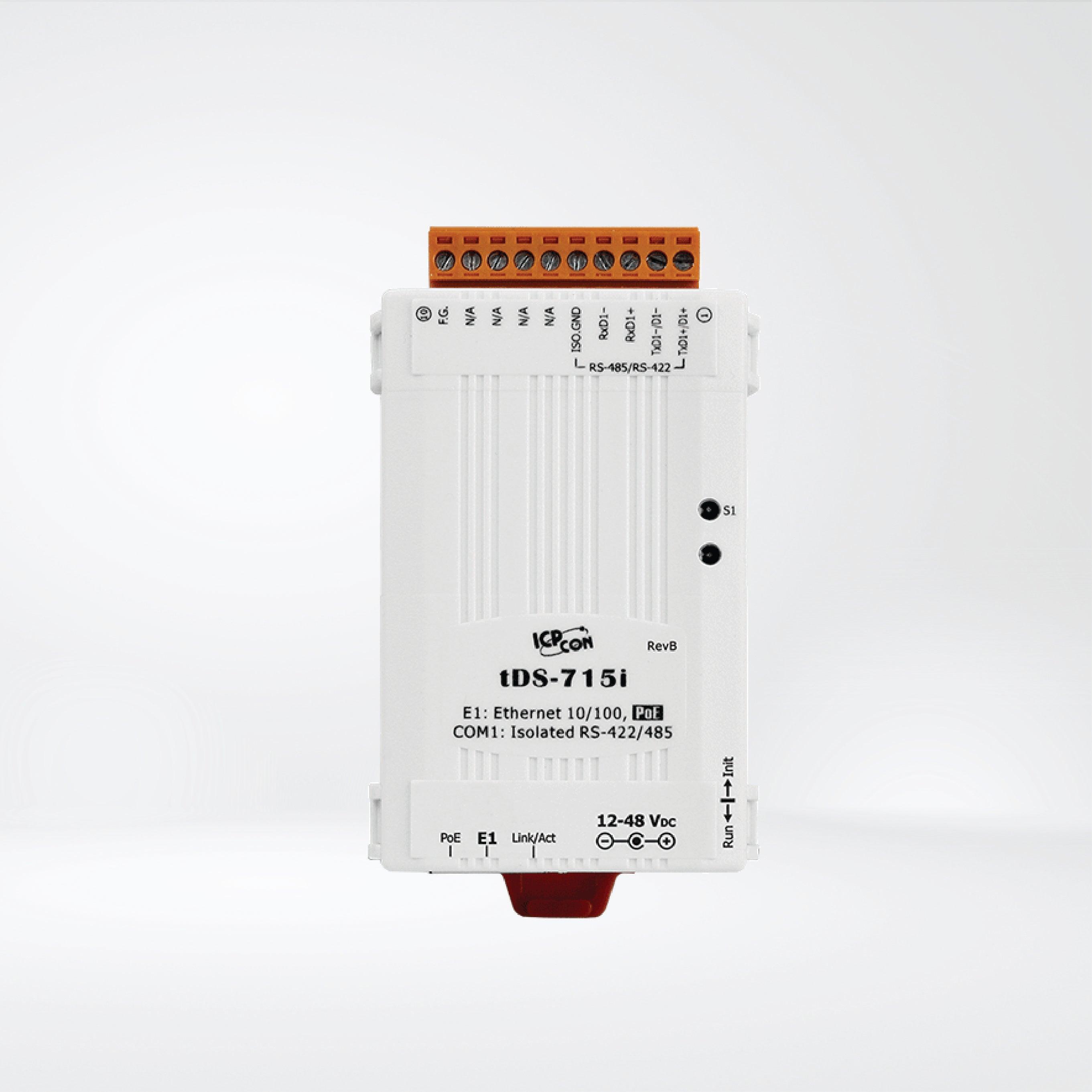 tDS-715i CR Tiny (1x Isolated RS-422/485) Serial-to-Ethernet Device Server with PoE - Riverplus