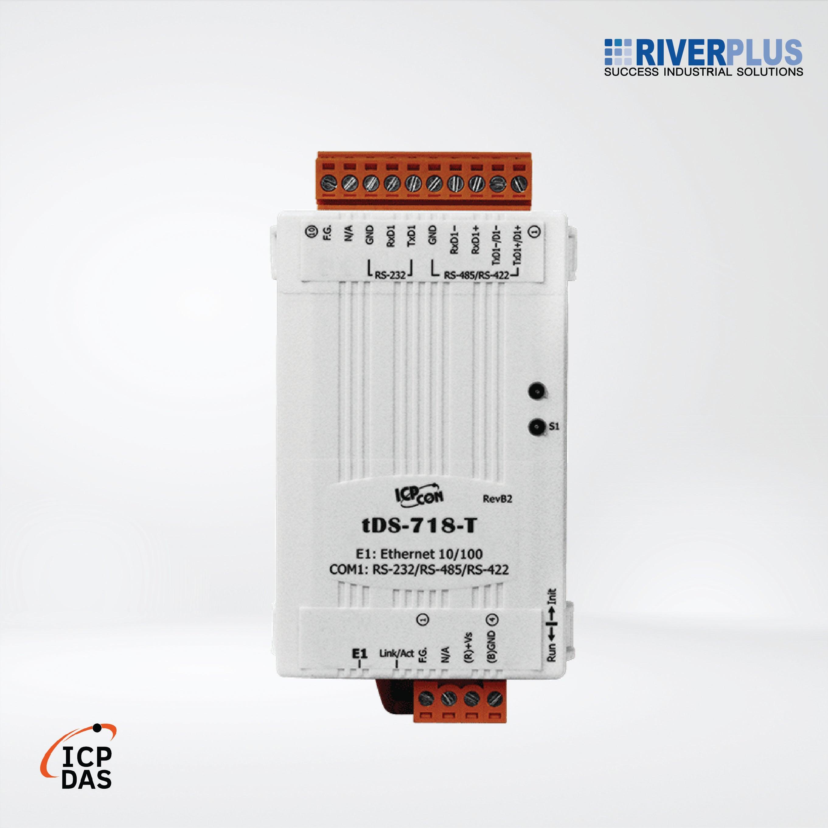 tDS-718-T CR Tiny (1x RS-232/422/485) Serial-to-Ethernet Device Server (Terminal Block Power Input) - Riverplus