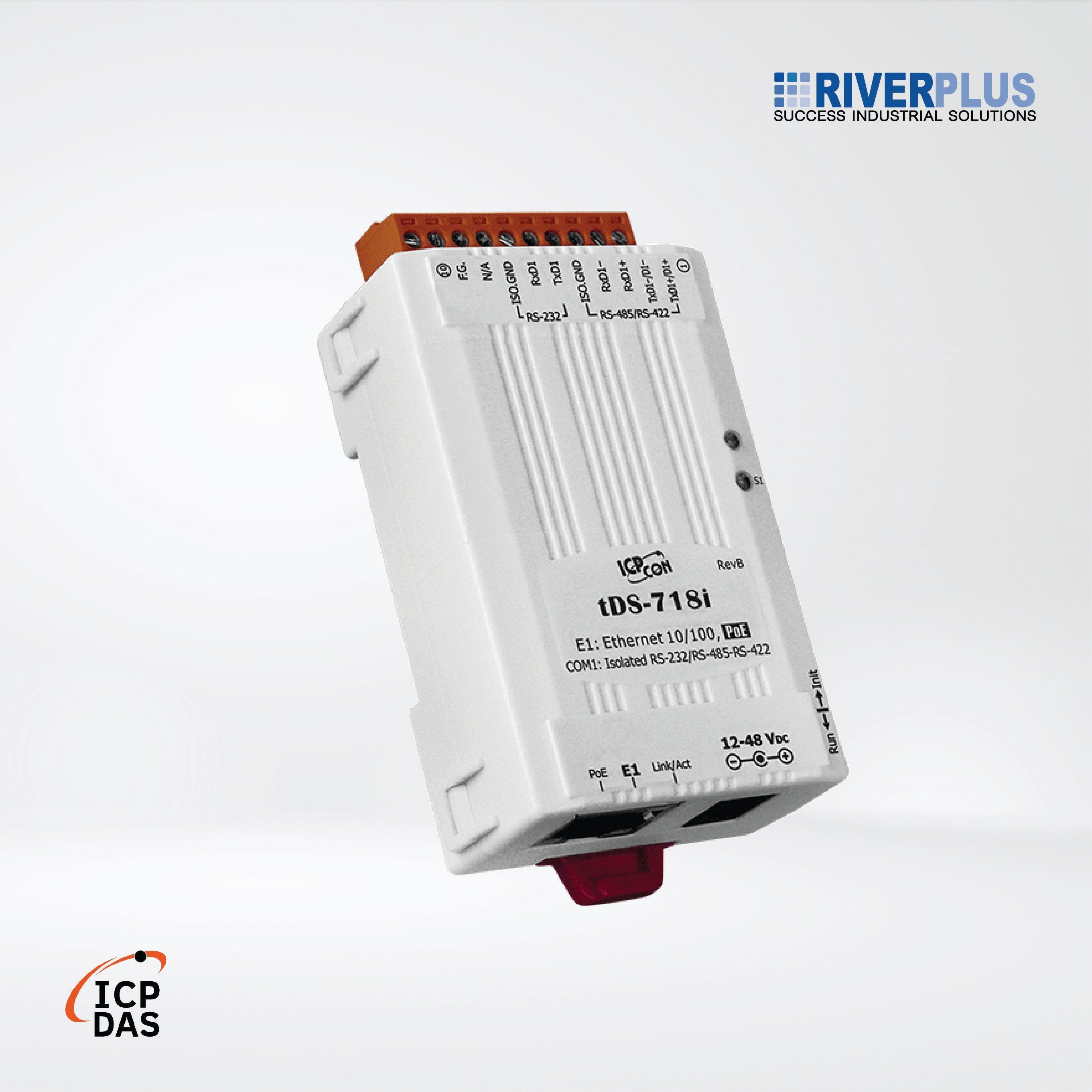 tDS-718i CR Tiny (1x Isolated RS-232/422/485) Serial-to-Ethernet Device Server - Riverplus