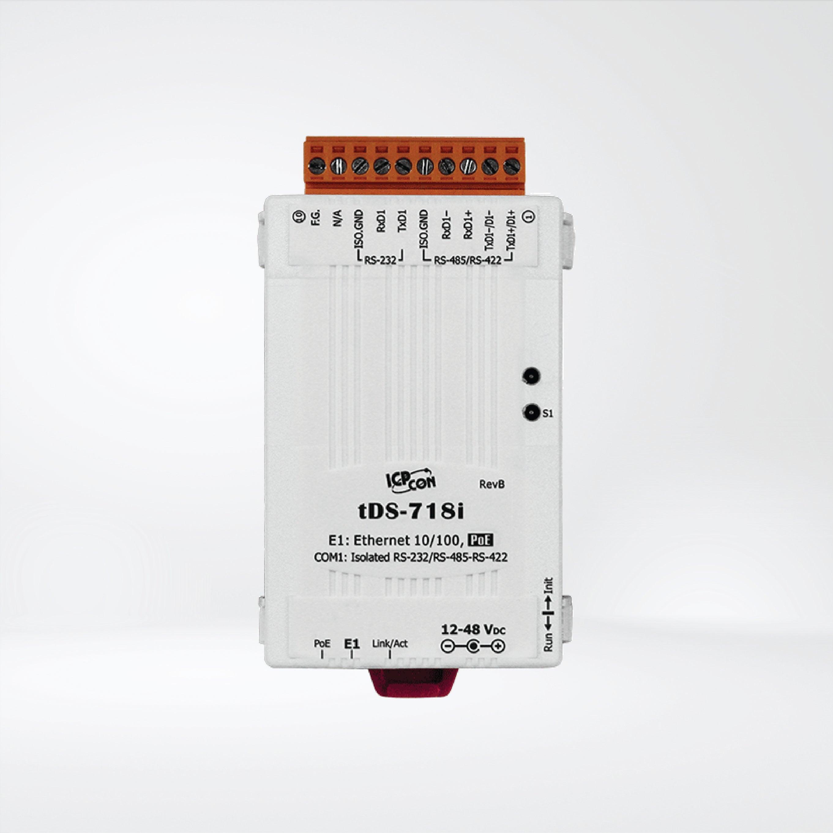 tDS-718i CR Tiny (1x Isolated RS-232/422/485) Serial-to-Ethernet Device Server - Riverplus
