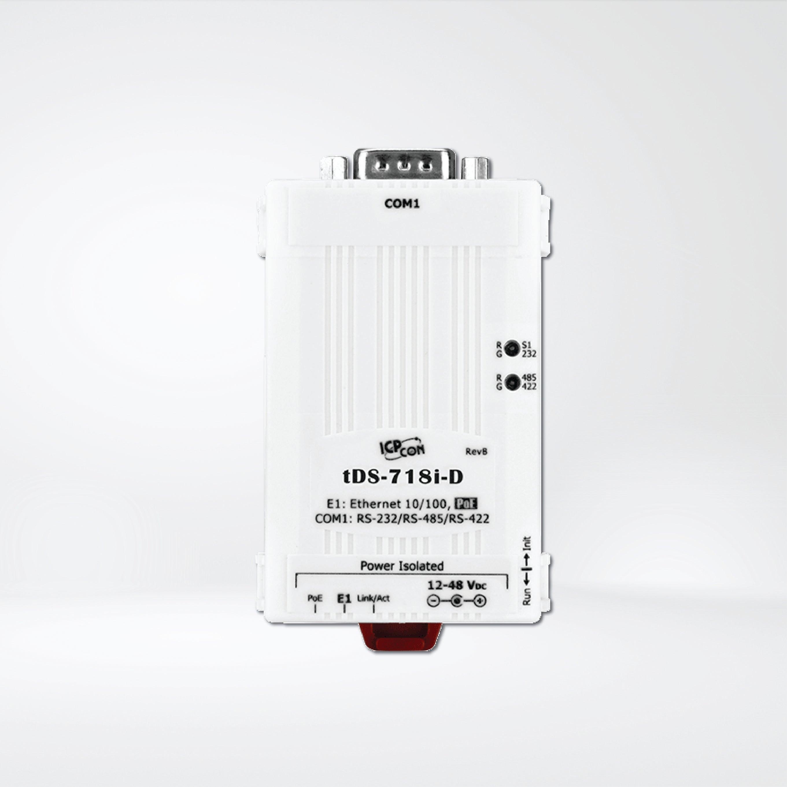 tDS-718i-D CR Tiny (1x RS-232/422/485, DB-9 Male) Serial-to-Ethernet Device Server - Riverplus