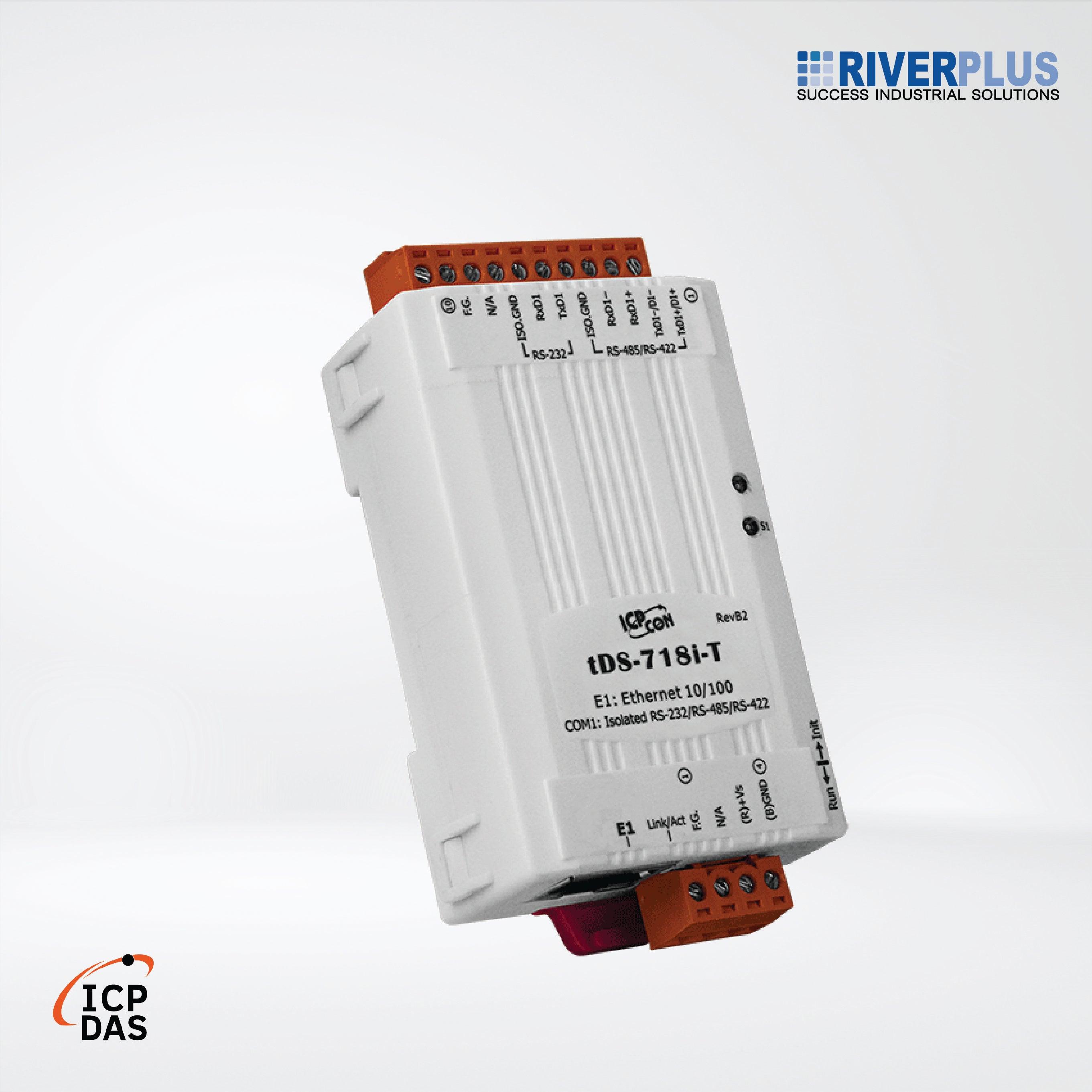 tDS-718i-T CR Tiny (1x Isolated RS-232/422/485) Serial-to-Ethernet Device Server (Terminal Block Power Input) - Riverplus