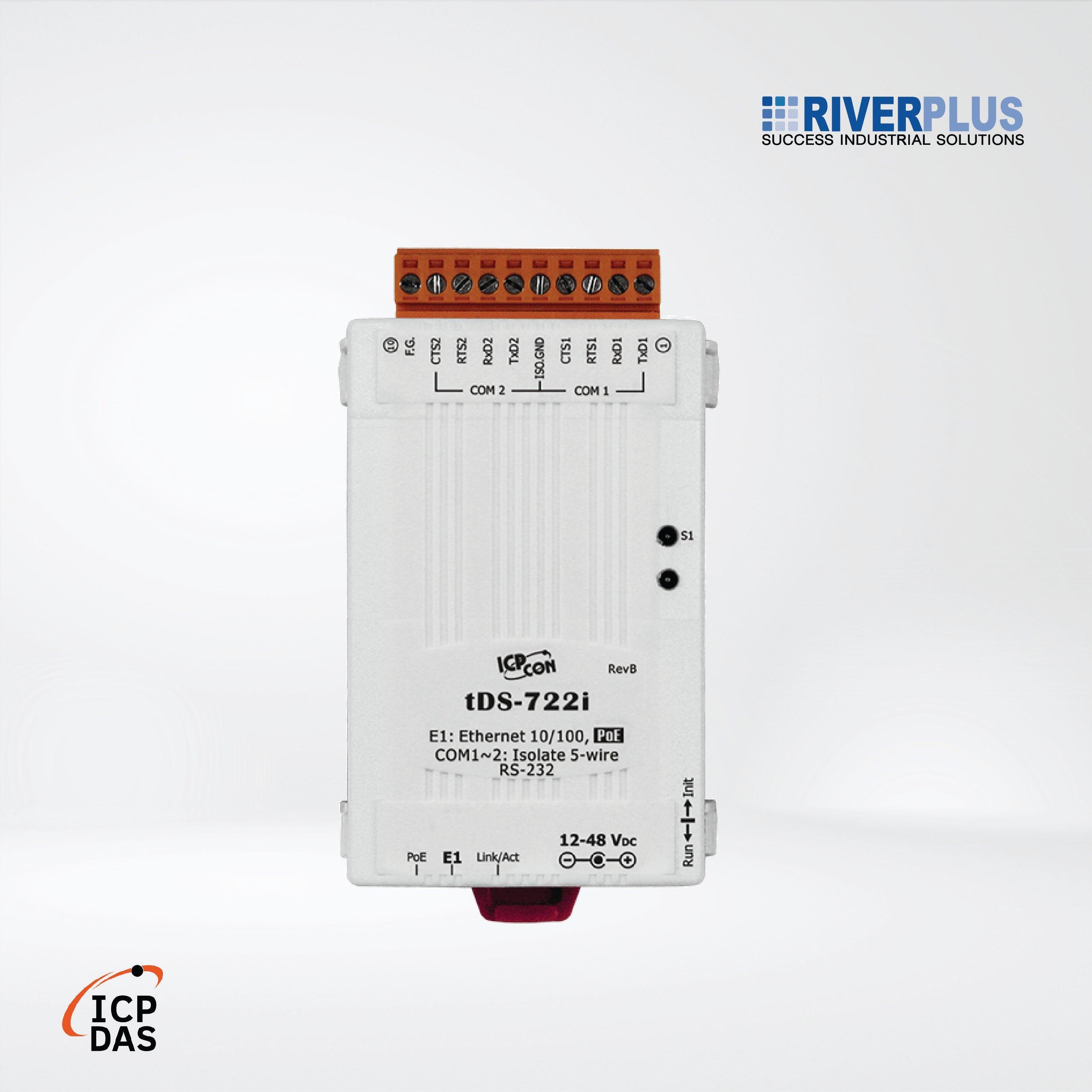tDS-722i CR Tiny (2x RS-232) Serial-to-Ethernet Device Server with PoE - Riverplus