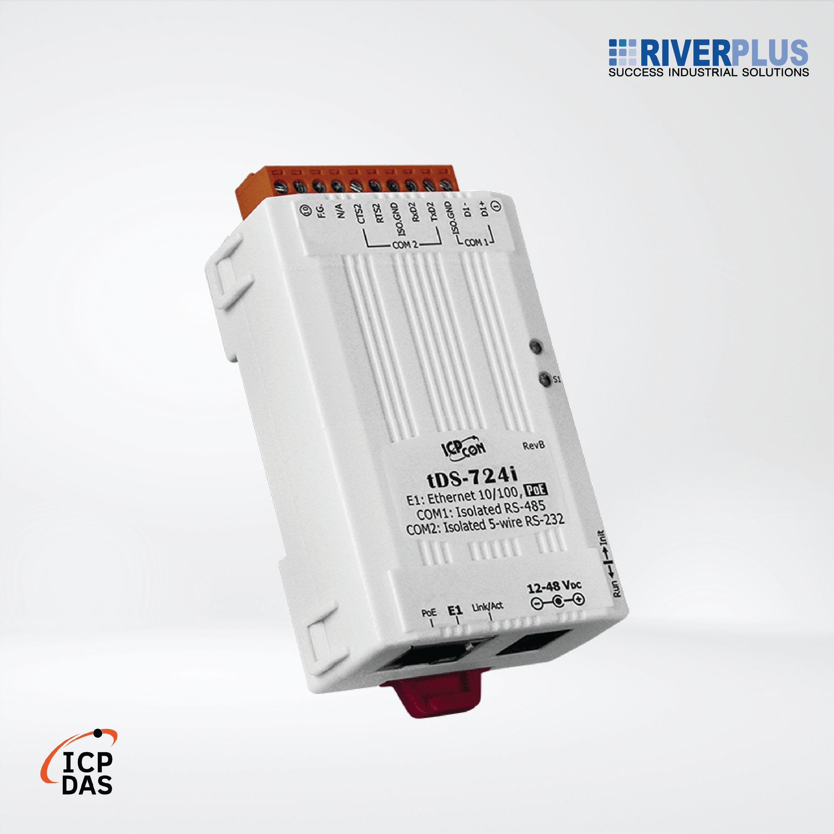 tDS-724i CR Tiny (1x Isolated RS-232 and 1x Isolated RS-485) Serial-to-Ethernet Device Server with PoE - Riverplus