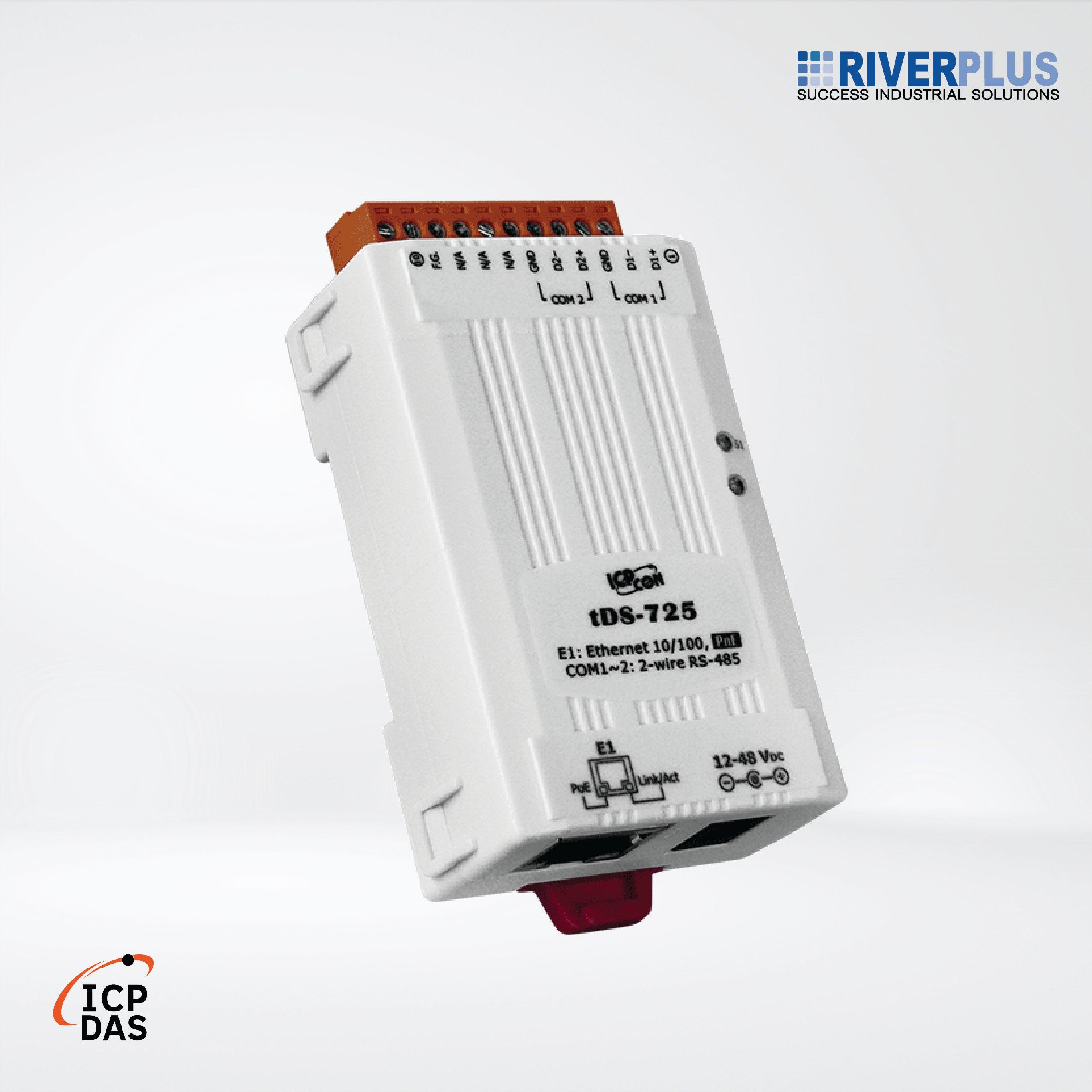 tDS-725 CR Tiny (2x RS-485) Serial-to-Ethernet Device Server with PoE - Riverplus