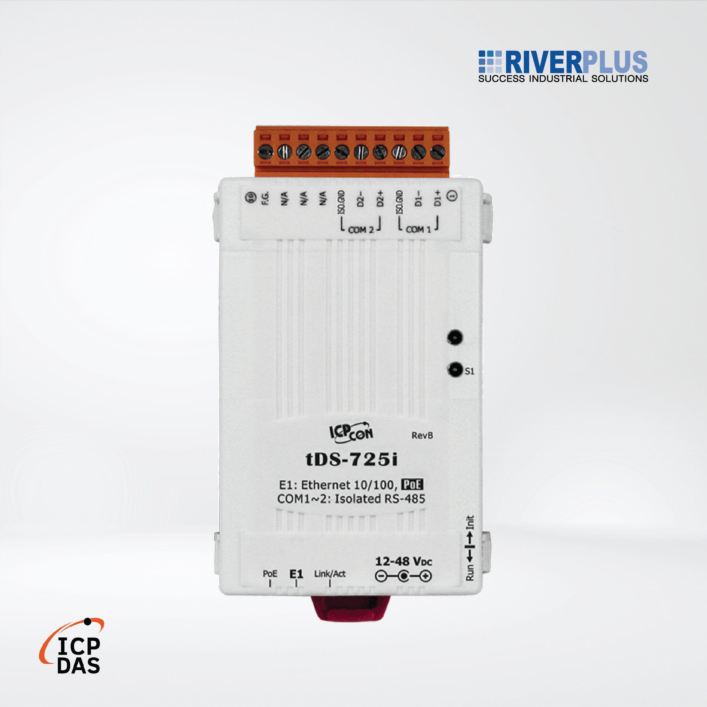 tDS-725i Tiny (2x Isolated RS-485) Serial-to-Ethernet Device Server with PoE - Riverplus